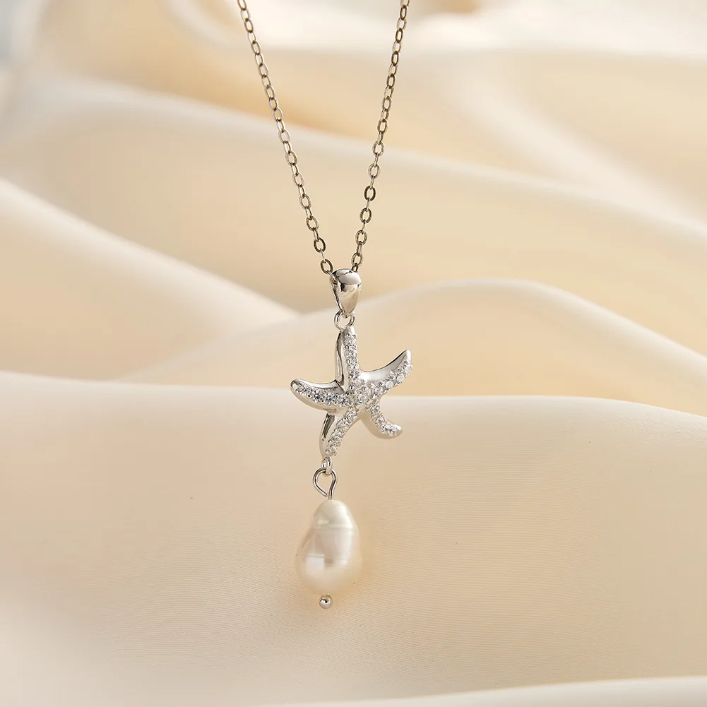 Colier din Argint cu Perle Naturale de Cultură Starry Drop Silver [2]