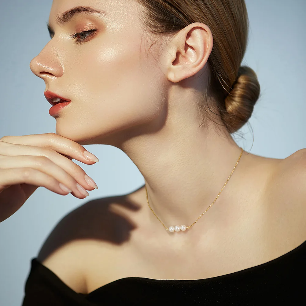 Colier din Argint cu perle naturale de cultură Three Pearls Silver [3]