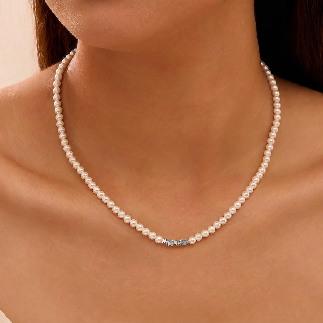 Colier din argint cu perle shell Beads Argintiu [3]