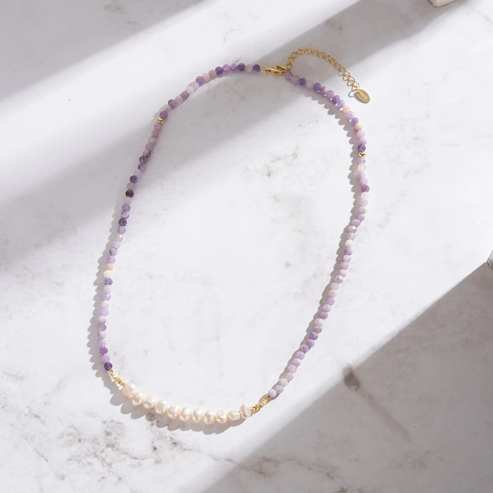 Colier din Argint cu Perle și Pietre naturale Ametist Lavender Pearl [4]