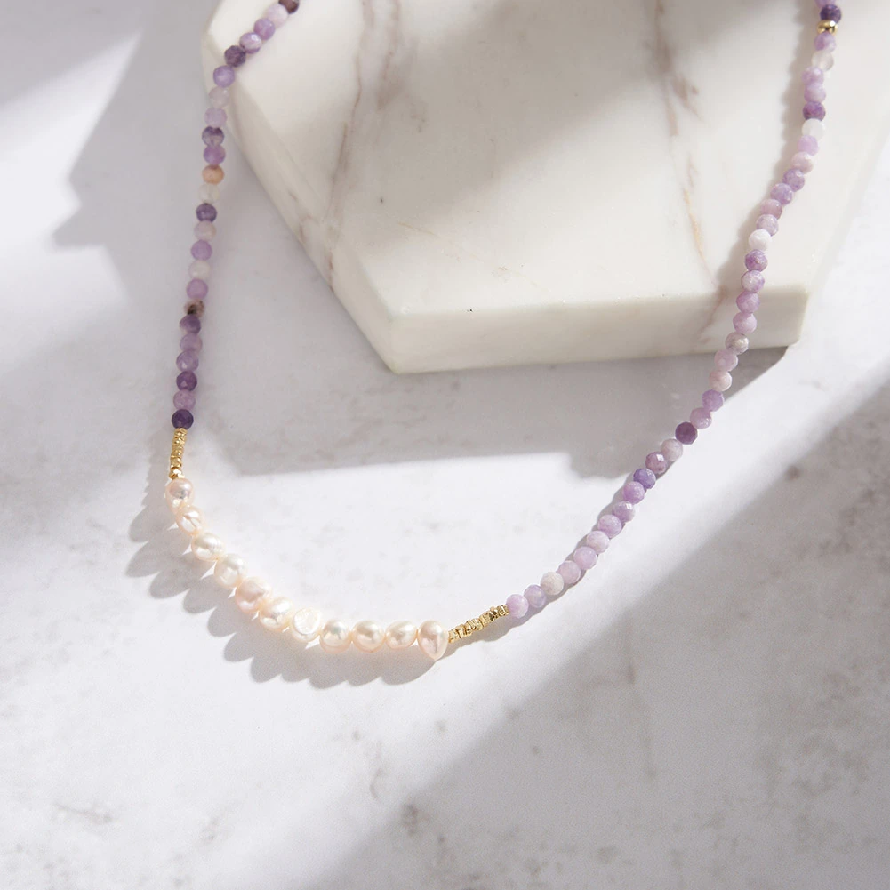 Colier din Argint cu Perle și Pietre naturale Ametist Lavender Pearl [2]