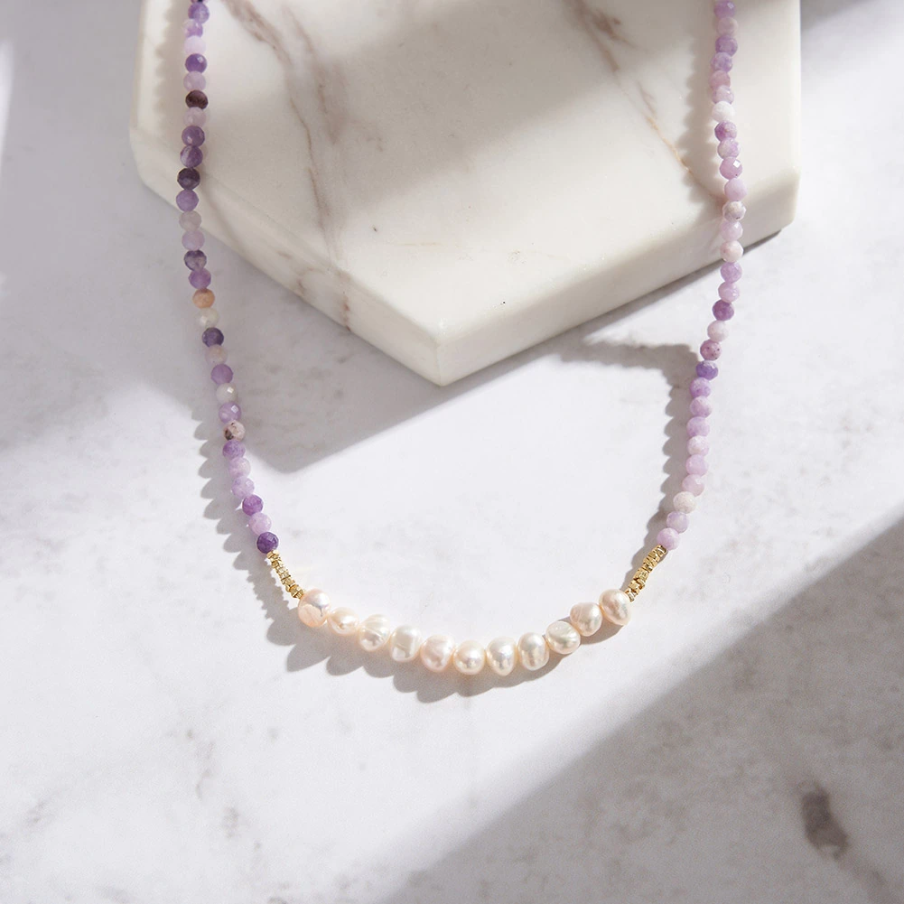 Colier din Argint cu Perle și Pietre naturale Ametist Lavender Pearl [3]