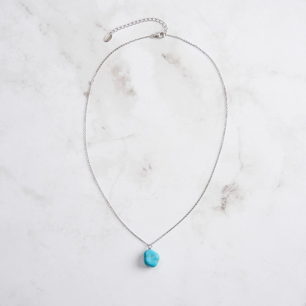 Colier din Argint cu Piatră Naturală Turcoaz Silver Pendant [3]