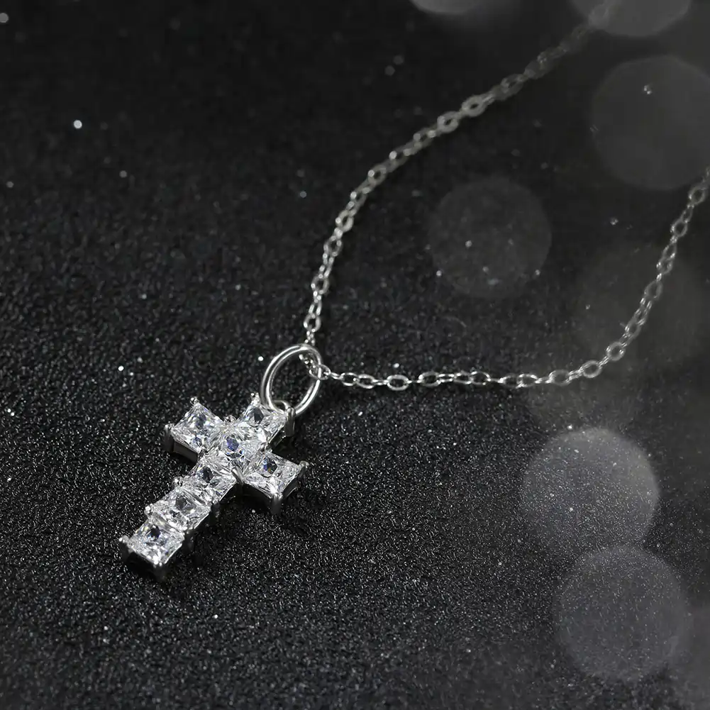Colier din argint cu zirconiu Cross Crystal Argintiu [3]
