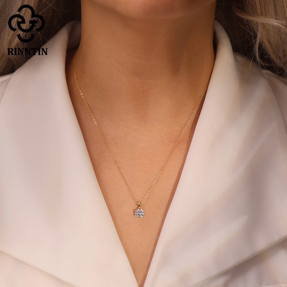 Colier din argint cu zirconiu Round Solitaire Argintiu [2]