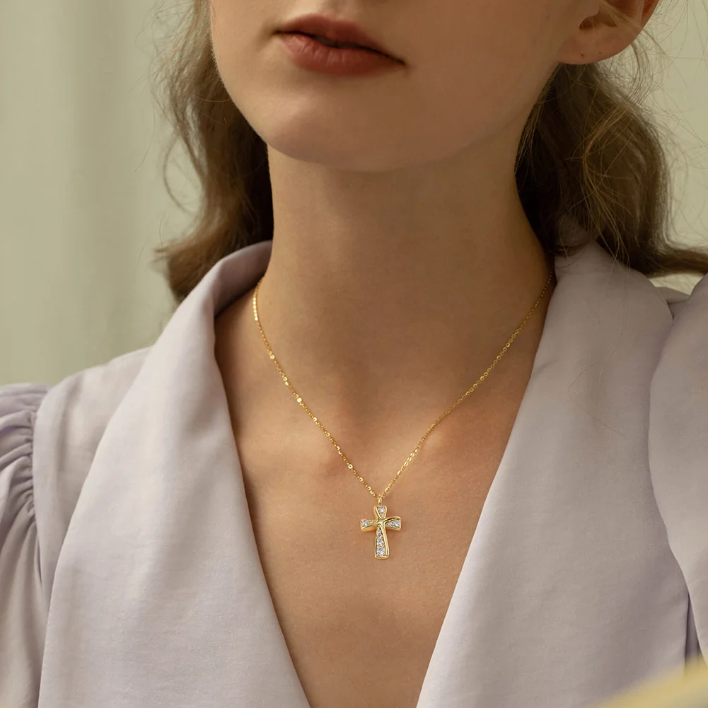 Colier din Argint Gold Cross Pendant [4]