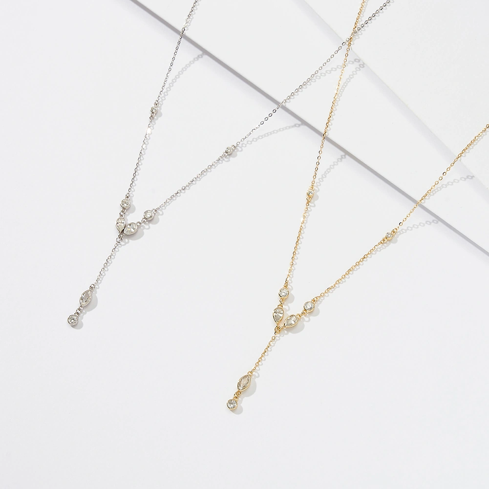 Colier din Argint Gold Crystal Drop [4]