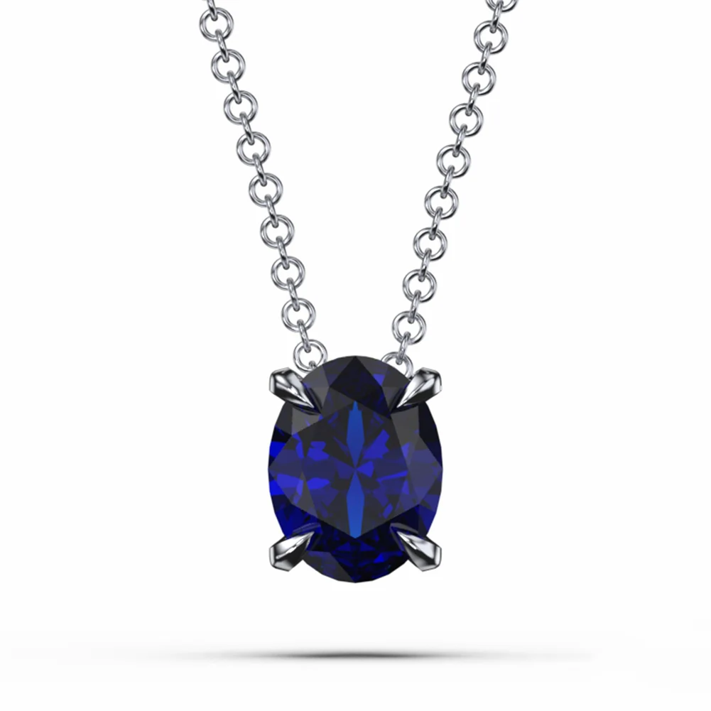 Colier din Argint Oval Brilliance Halo Blue [2]