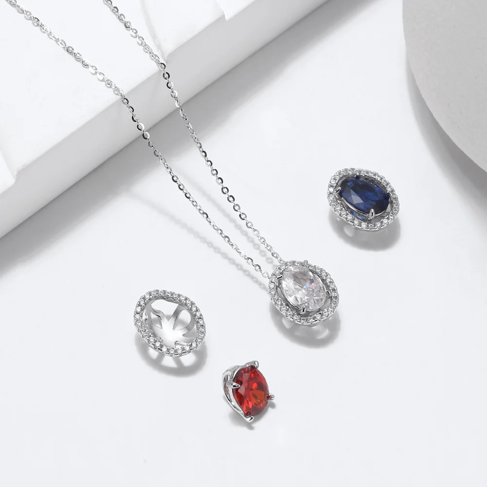 Colier din Argint Oval Brilliance Halo Silver [3]