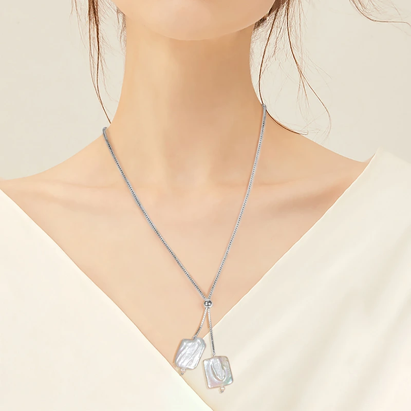 Colier din Argint Pearl Baroque Waterfalls Silver [2]