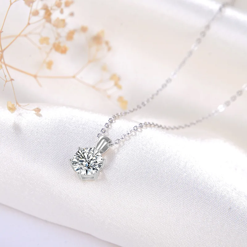 Colier din Argint Round Solitaire Pendant [2]