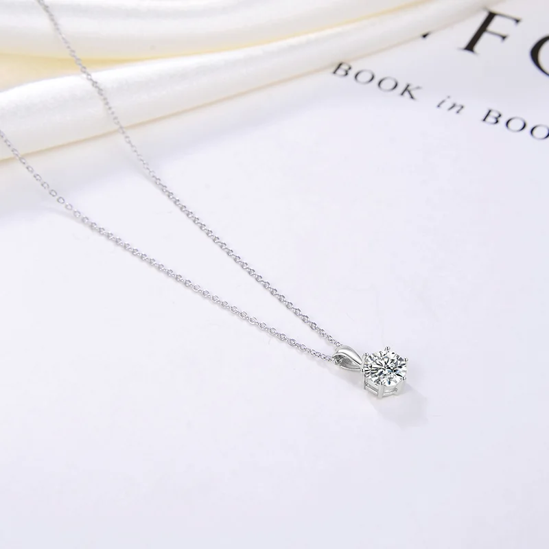 Colier din Argint Round Solitaire Pendant [3]