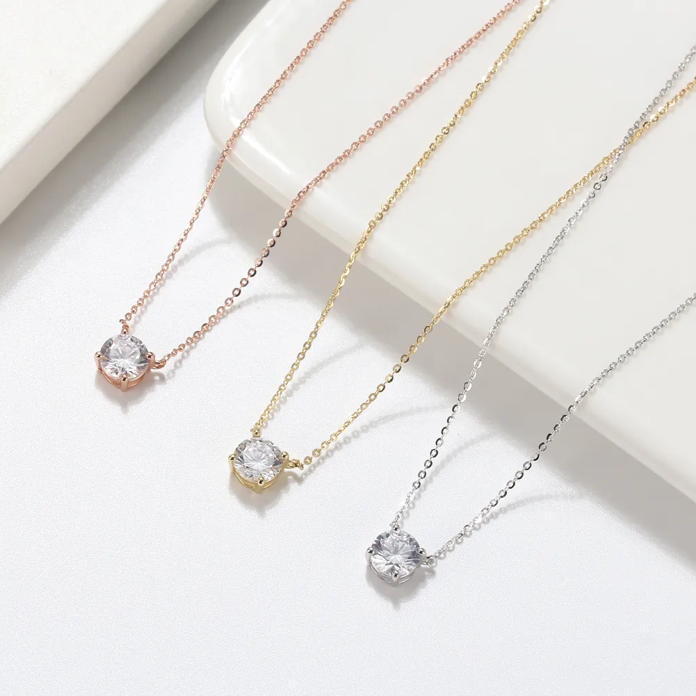 Colier din Argint Solitaire Sterling Rose Gold [2]