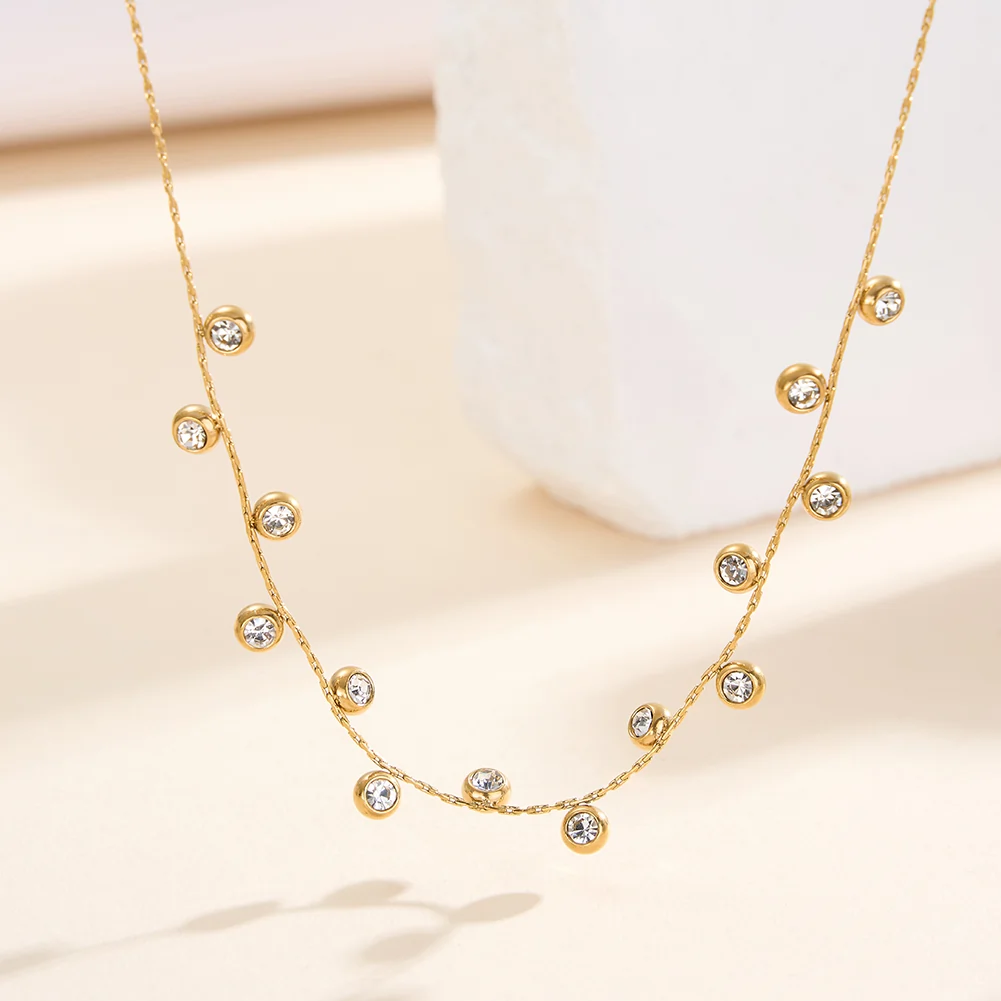 Colier Statement cu Cristale Zirconiu Stardust Auriu [3]