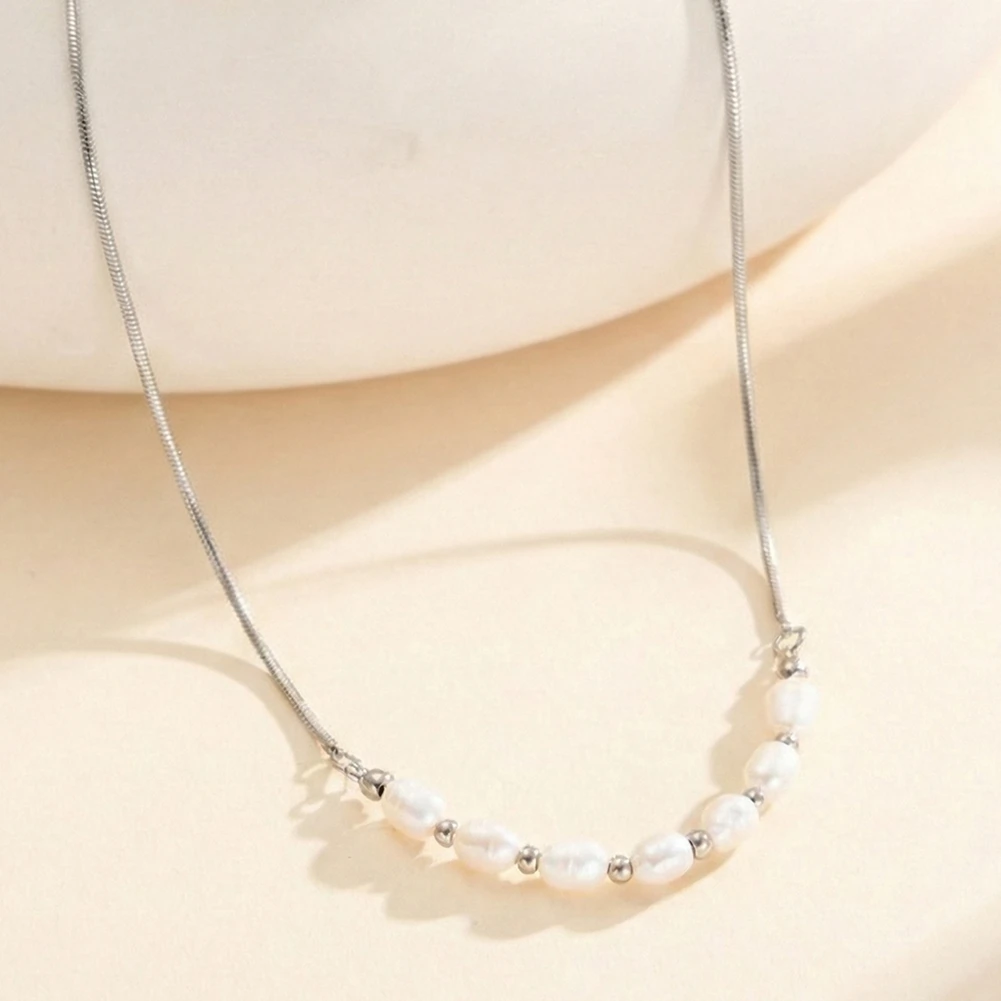 Colier Statement cu Perle Naturale Arc Argintiu [2]