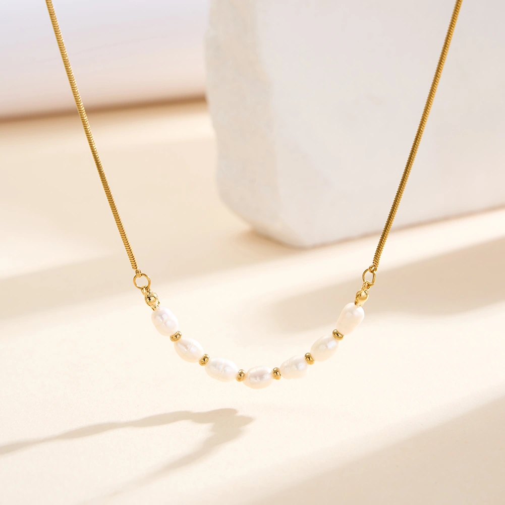 Colier Statement cu Perle Naturale Arc Auriu [2]