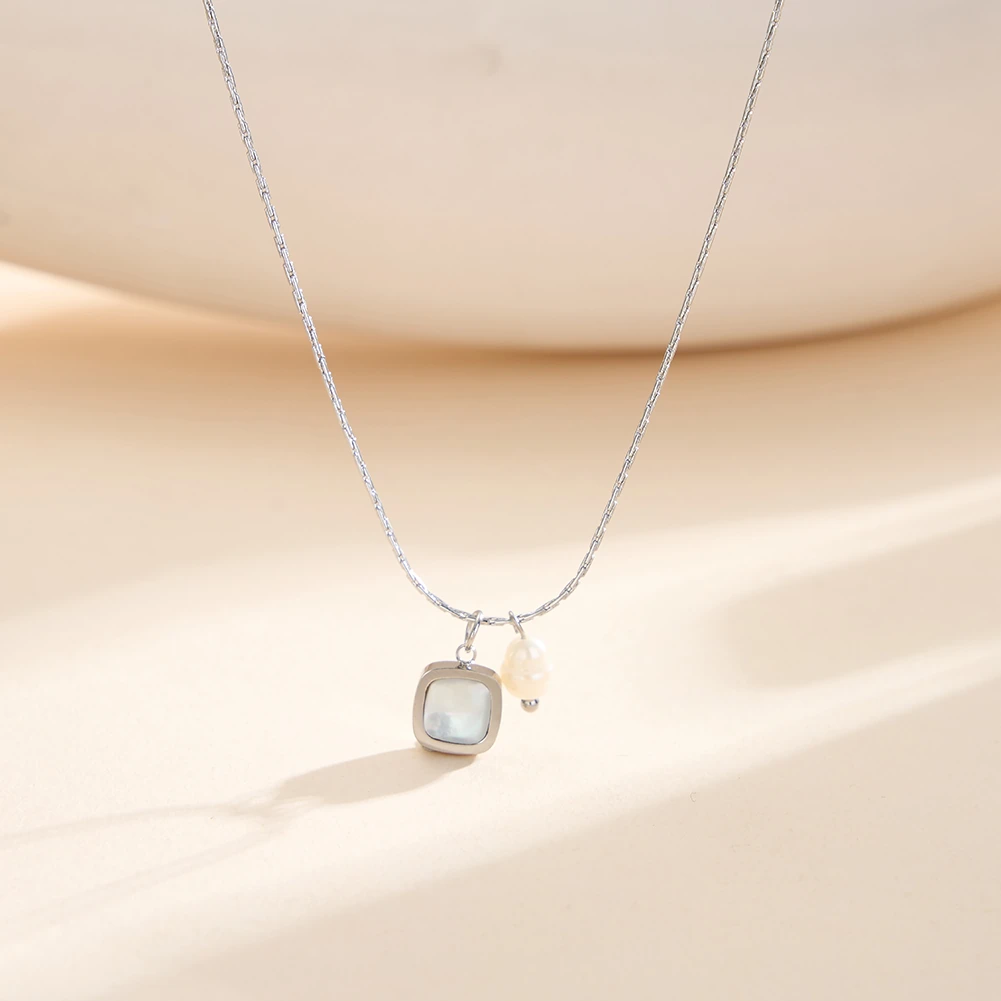 Colier Statement cu Sidef și Perlă Naturală Soleil Argintiu [2]