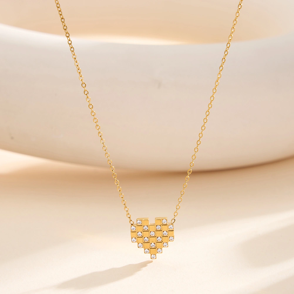 Colier Statement Pixel Heart Auriu [2]