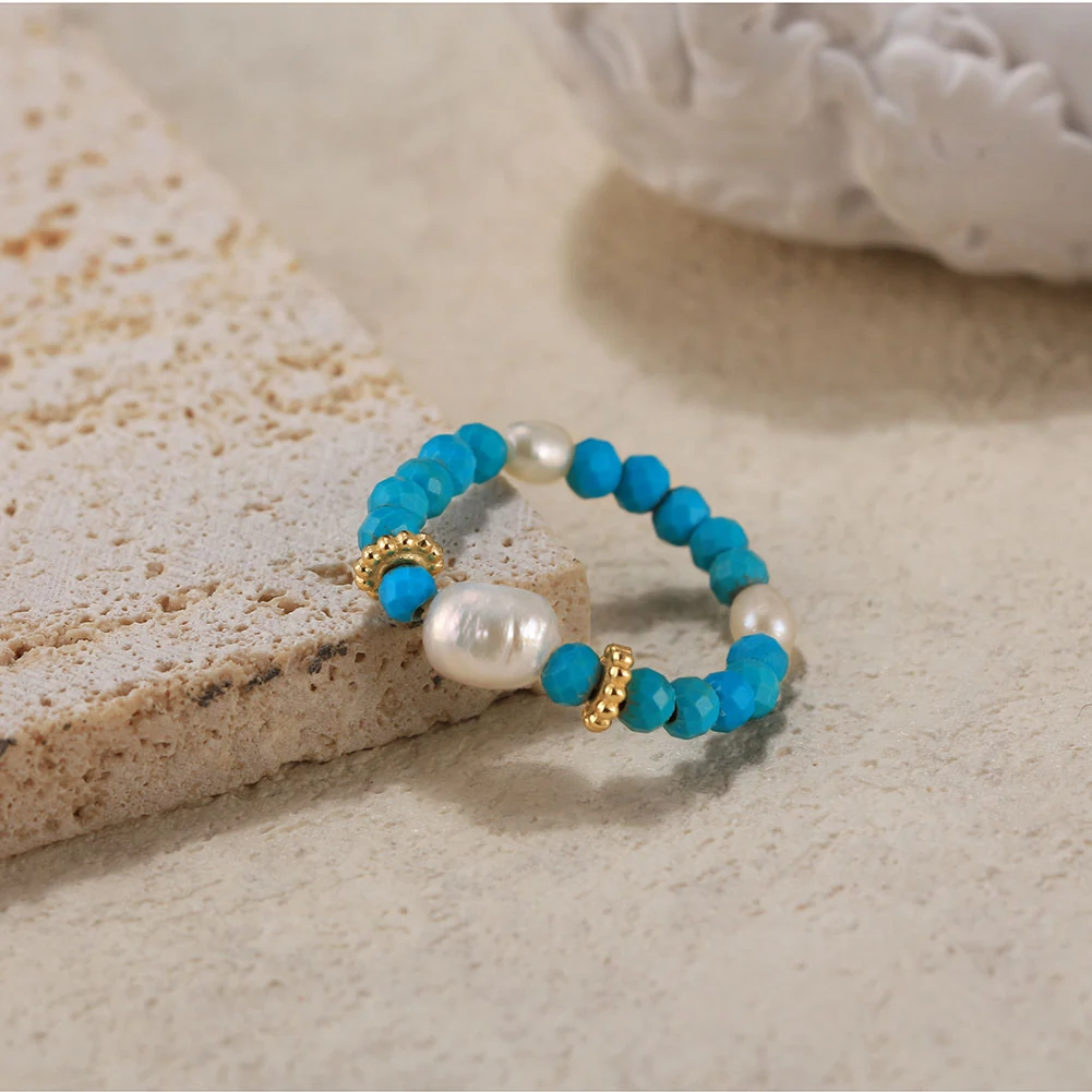 Inel din Argint cu Perlă Naturală și Piatră Turcoaz Pearl Turquoise Harmony [3]