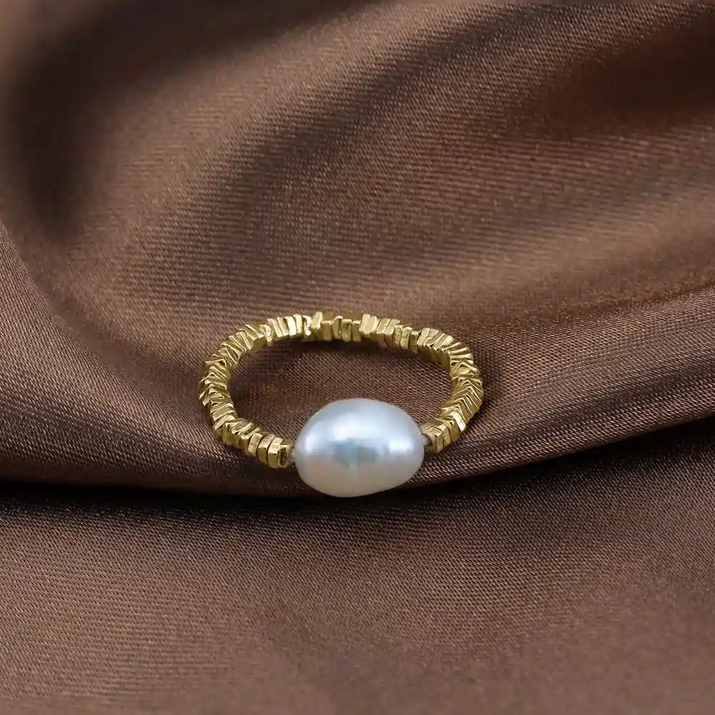 Inel din Argint Cu Perlă Naturală de Cultură Bead Gold [3]