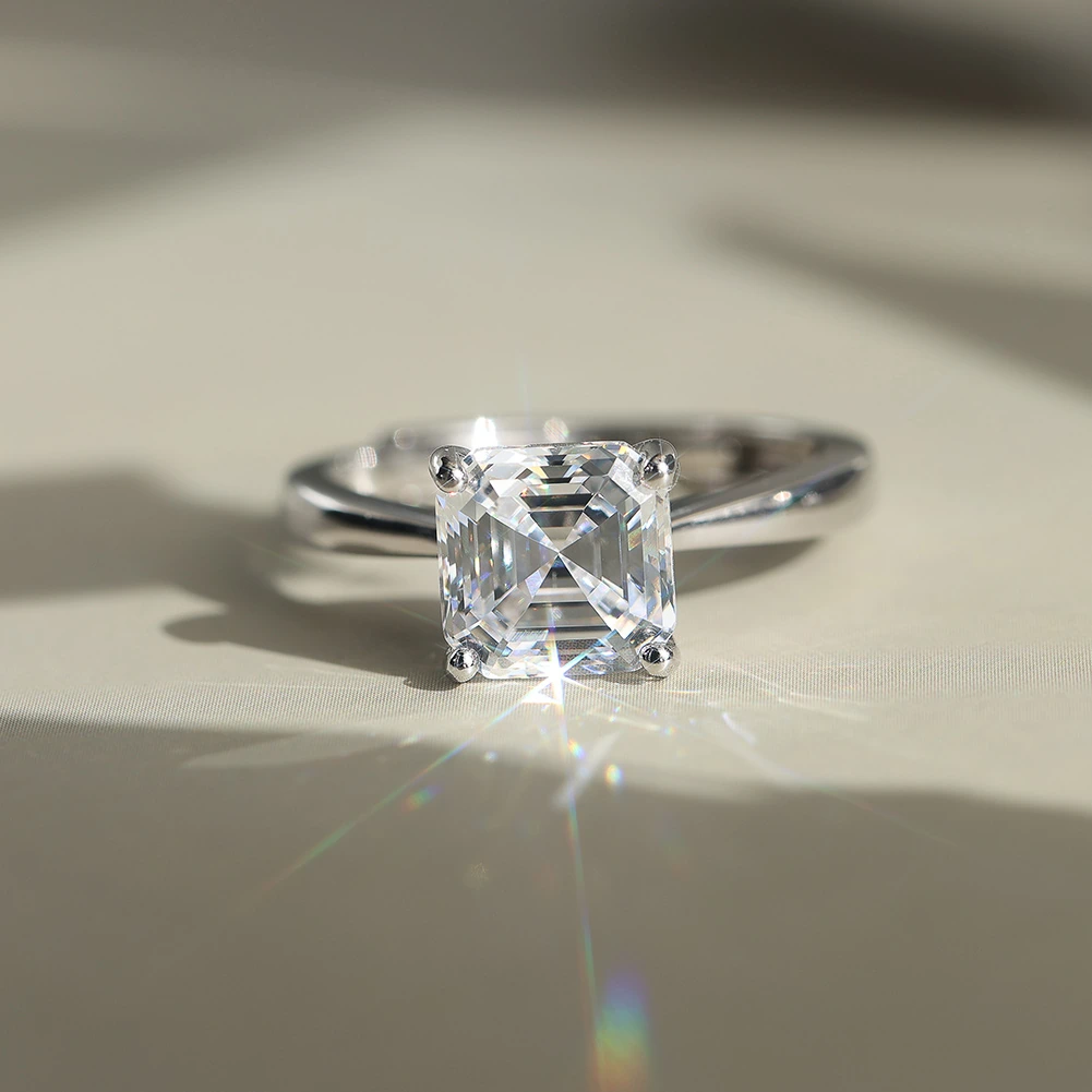 Inel din argint cu zirconiu Asscher Solitaire Argintiu [2]