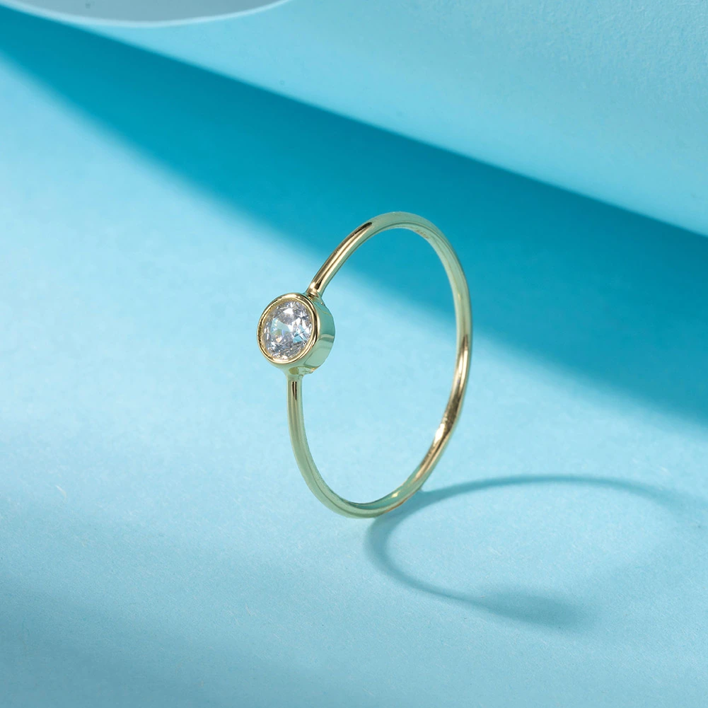 Inel din Argint Elegance Solitaire Gold [2]