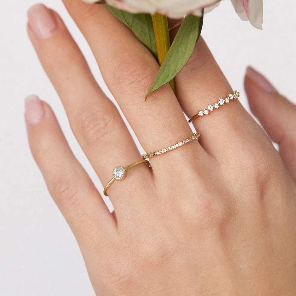 Inel din Argint Elegance Solitaire Gold [3]