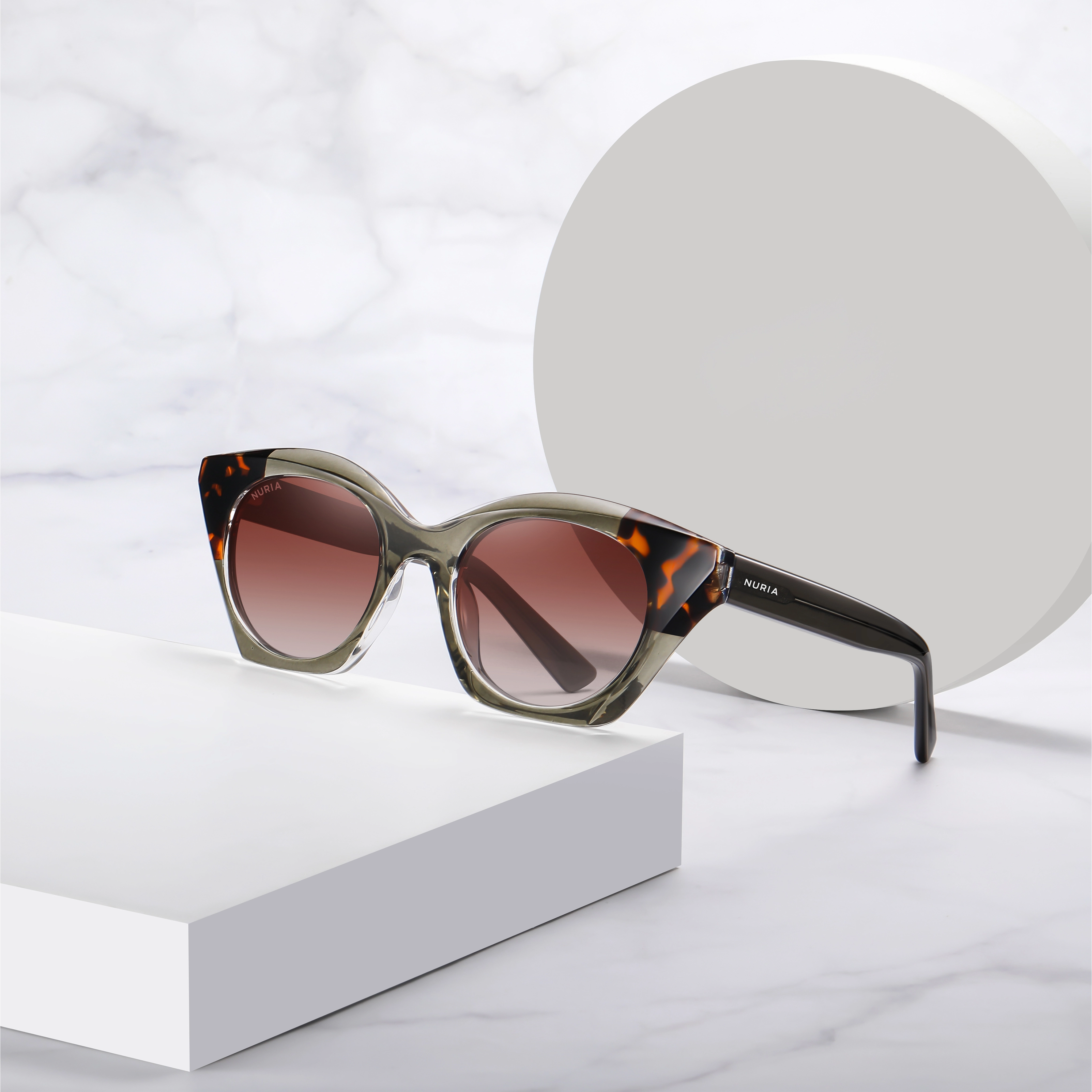 Ochelari de Soare NURIA cu Ramă Cat-Eye Eclipse Elegance Olive Tortoise [5]