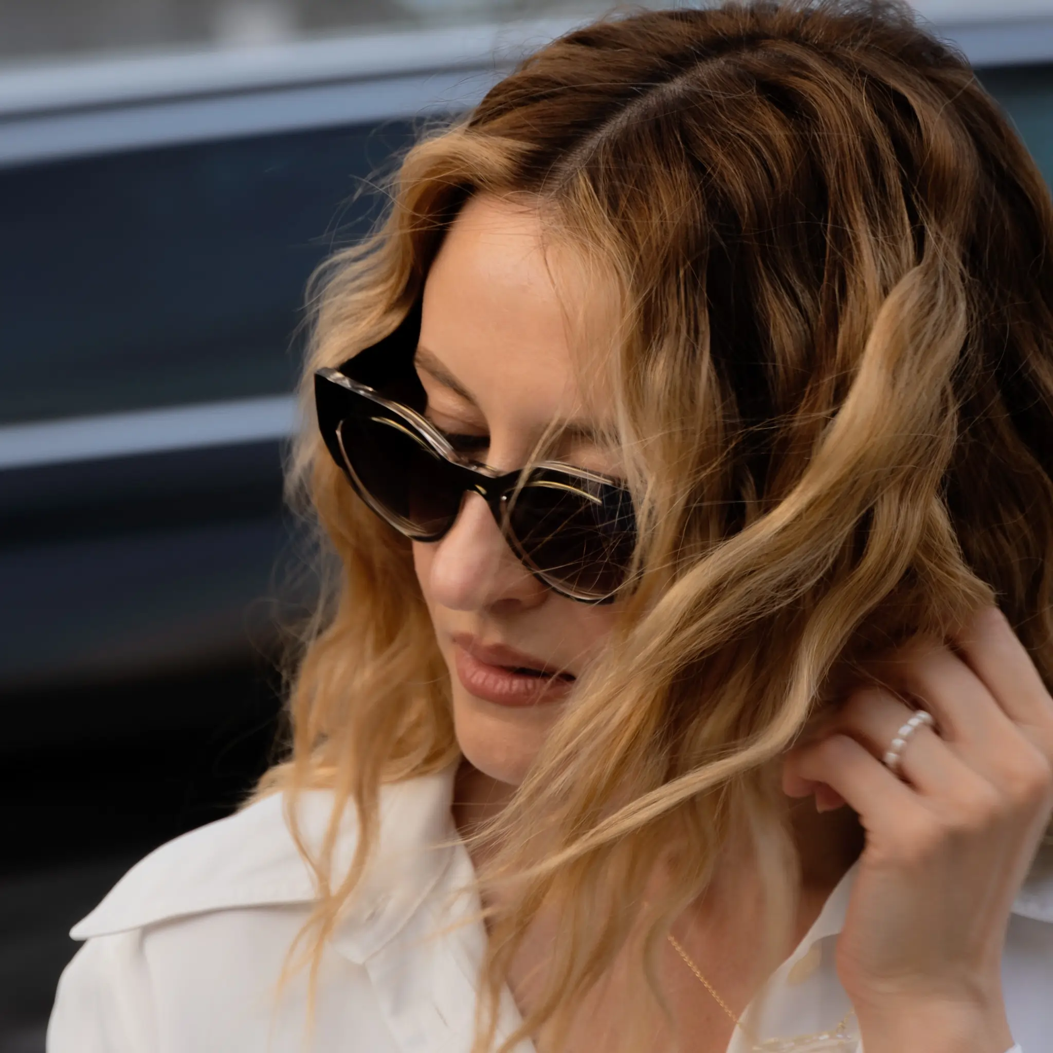 Ochelari de Soare NURIA cu Ramă Cat-Eye Santiago Sunset Olive Tortoise [6]