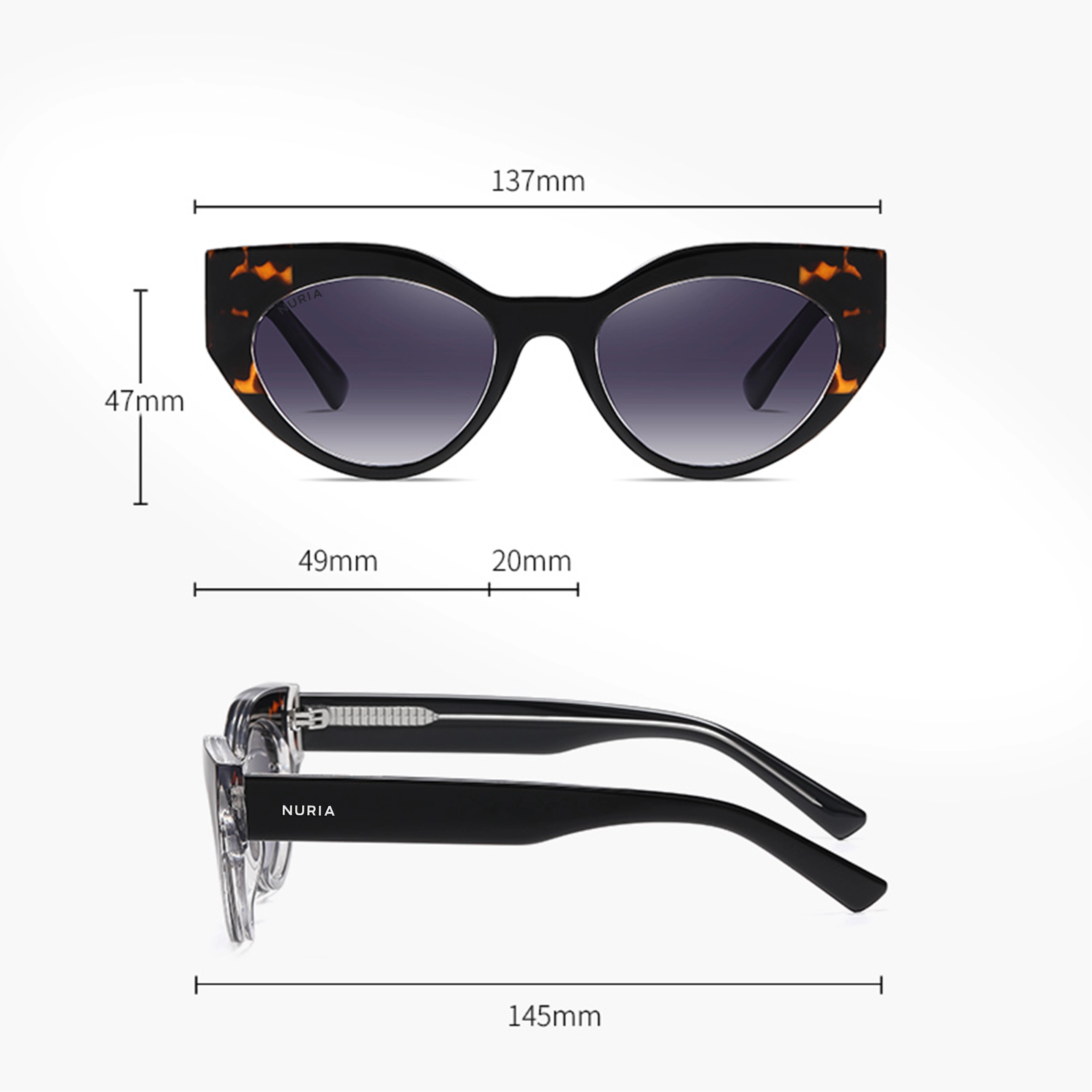 Ochelari de Soare NURIA cu Ramă Cat-Eye Santiago Sunset Olive Tortoise [3]