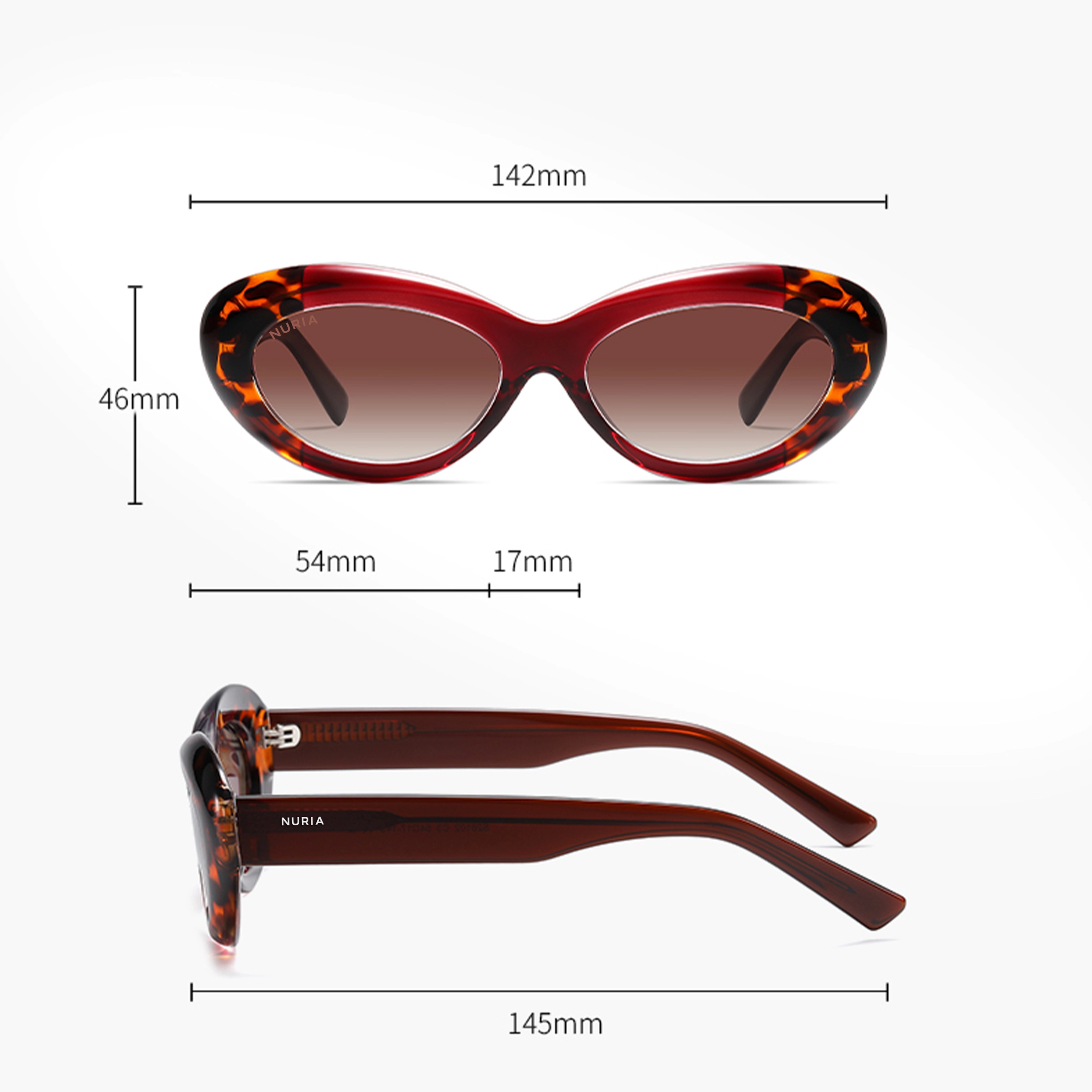 Ochelari de Soare NURIA cu Ramă Cat-Eye Sunset Serenade Ruby Tortoise [3]