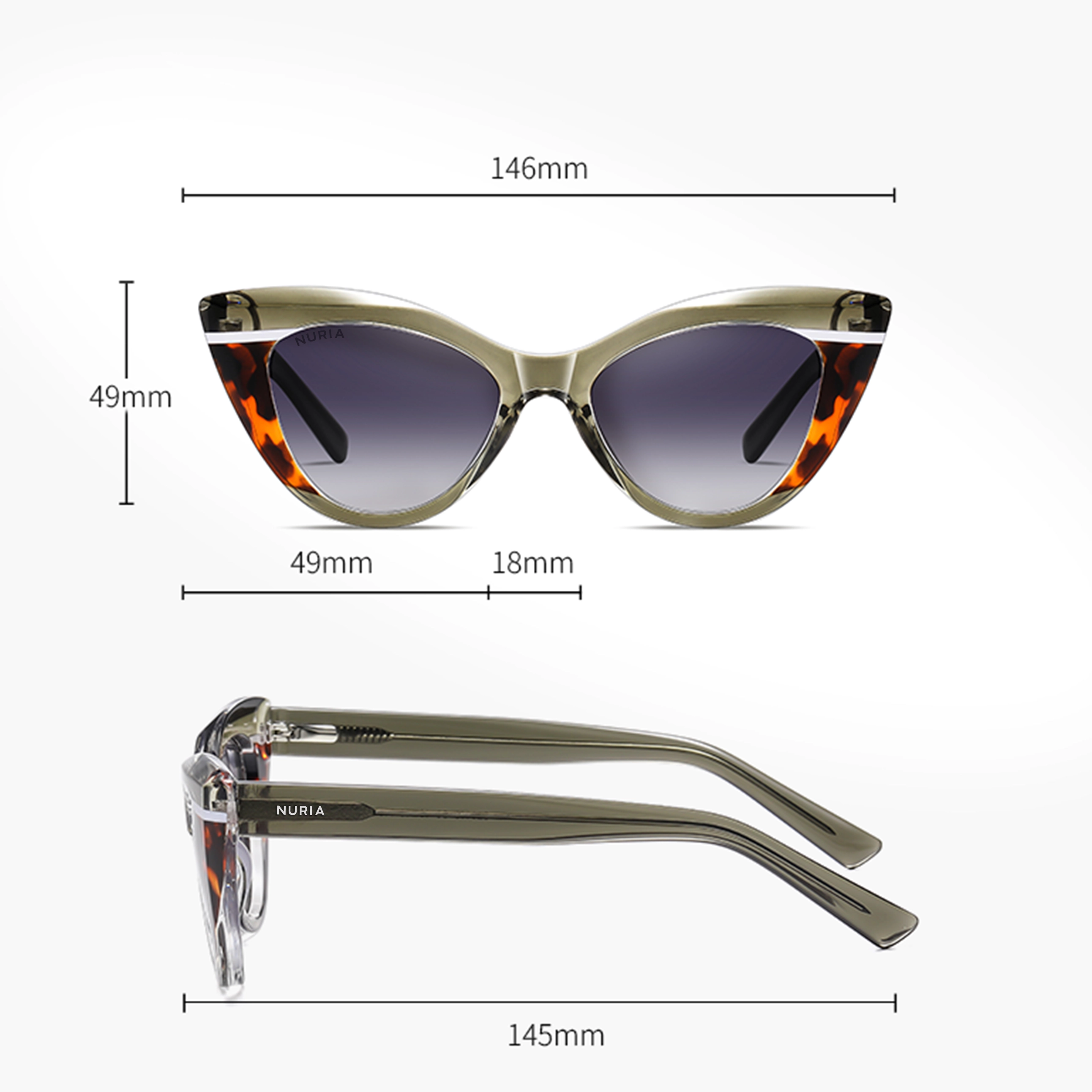 Ochelari de Soare NURIA cu Ramă Cat-Eye Twilight Allure Brown Tortoise [3]