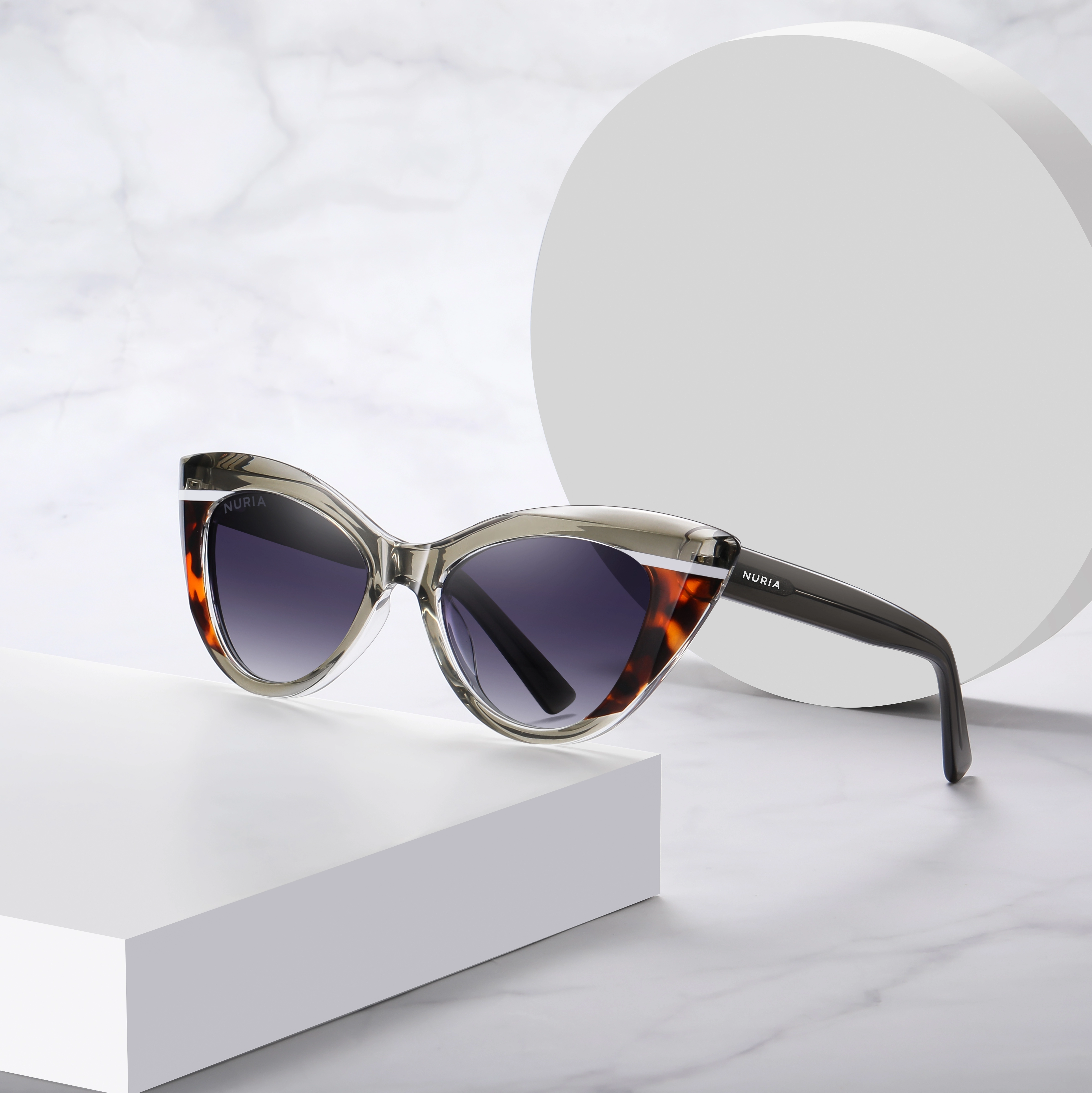 Ochelari de Soare NURIA cu Ramă Cat-Eye Twilight Allure Olive Tortoise [5]