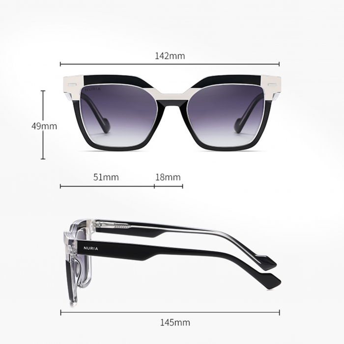 Ochelari de Soare NURIA cu Ramă Dreptunghiulară Spectra Prism Black [3]
