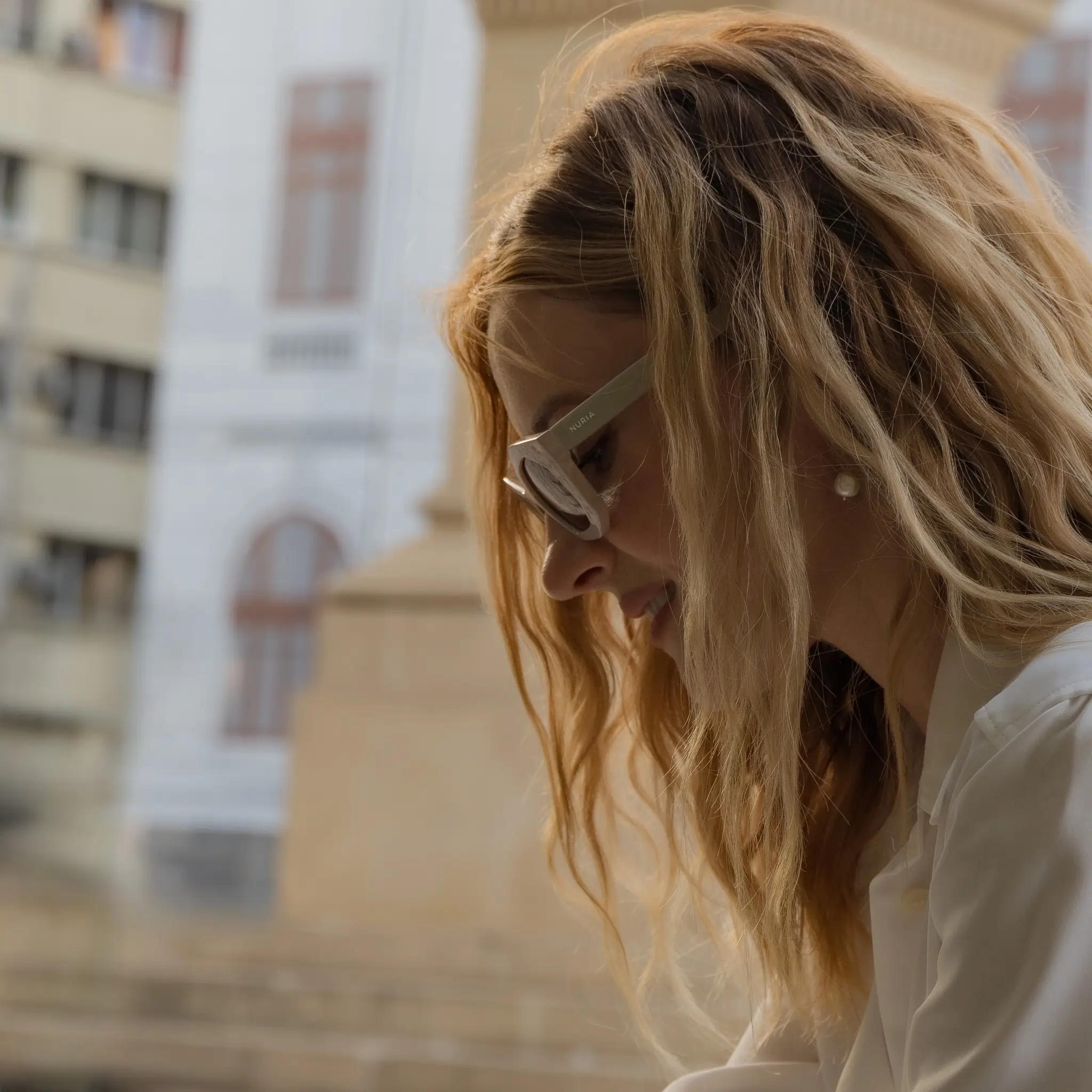 Ochelari de Soare NURIA cu Ramă Geometrică Midnight Cascade Ivory [6]