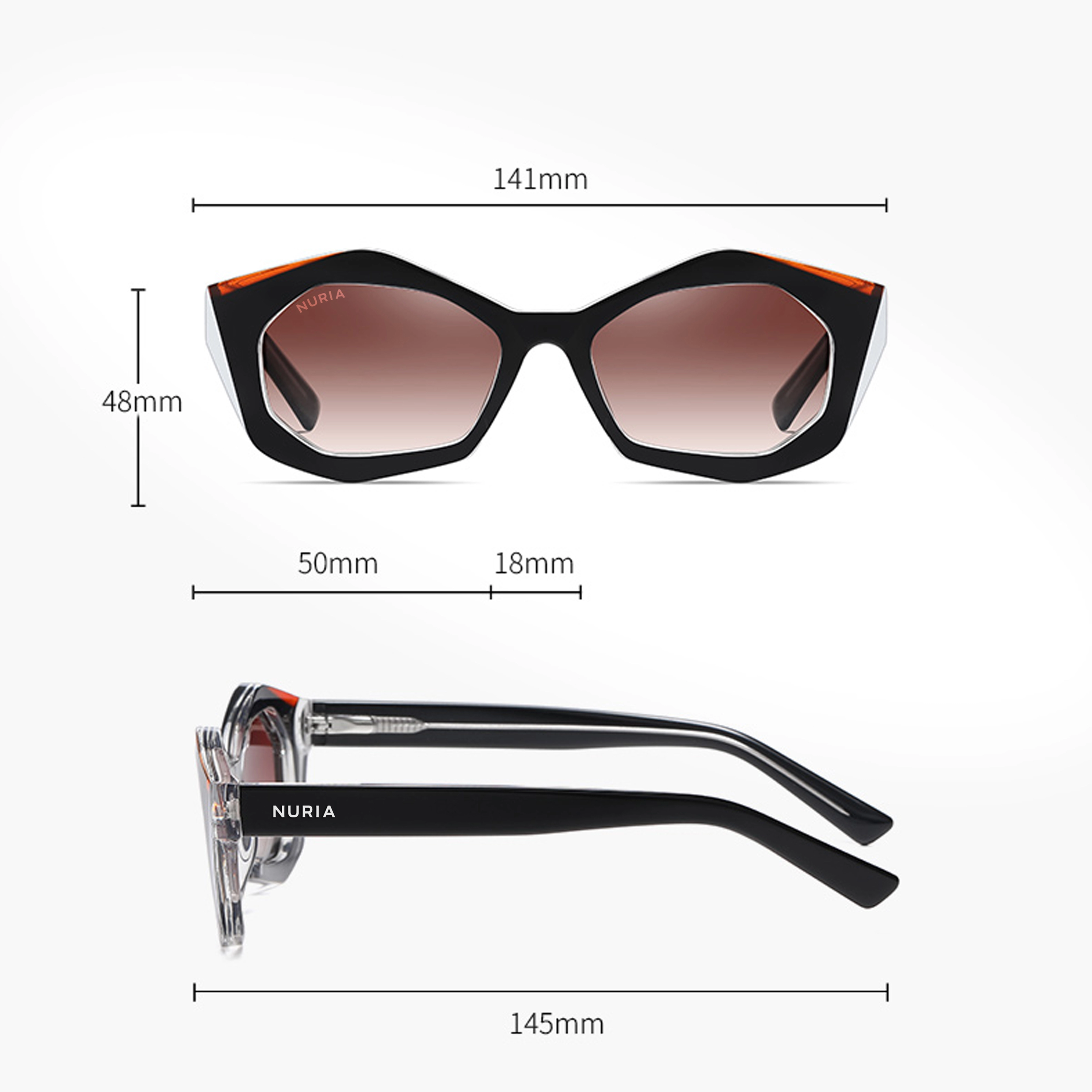 Ochelari de Soare NURIA cu Ramă Geometrică Midnight Cascade Maroon Tortoise [3]