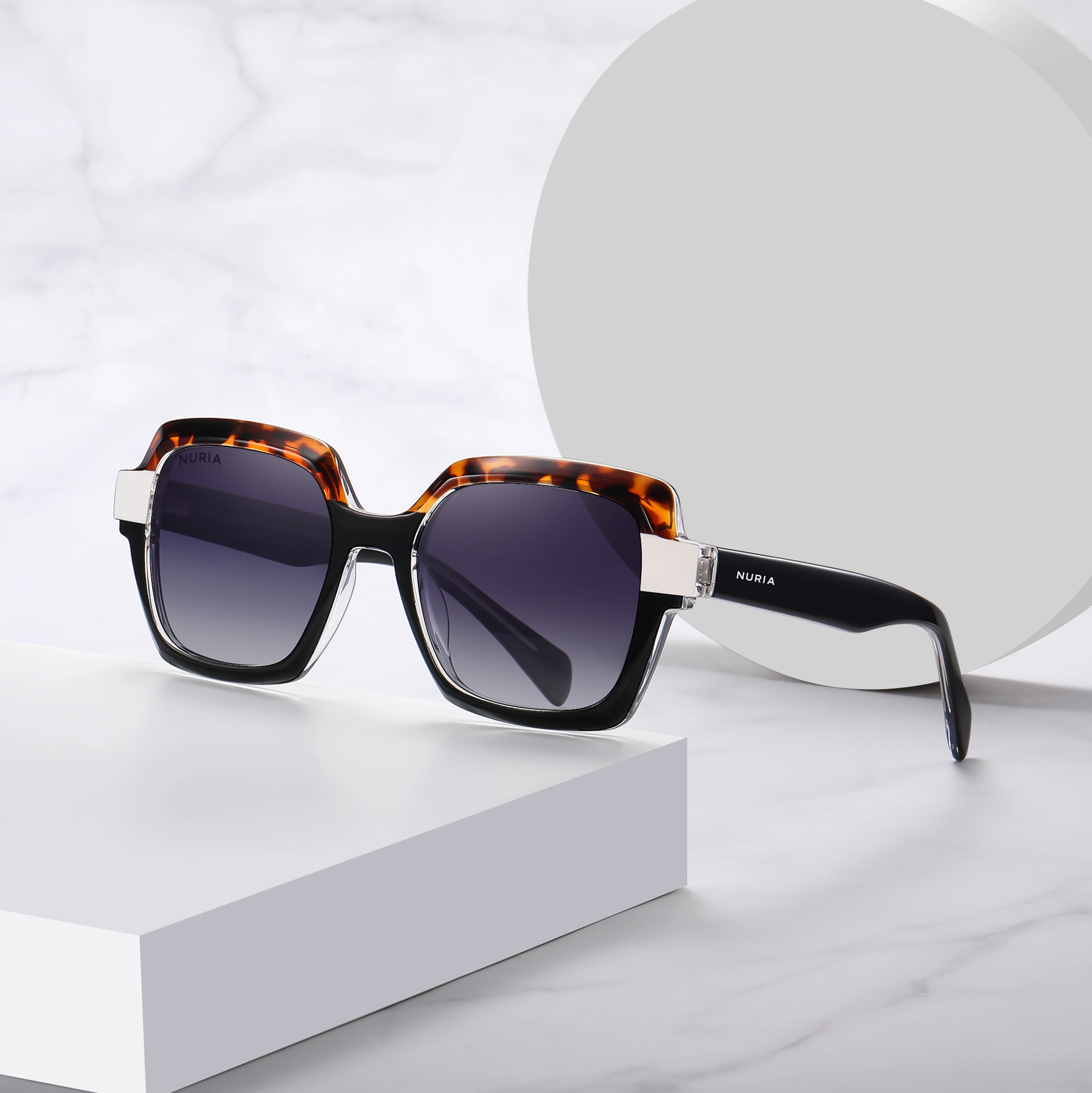 Ochelari de Soare NURIA cu Ramă Pătrată Midnight Aura Black Tortoise [5]