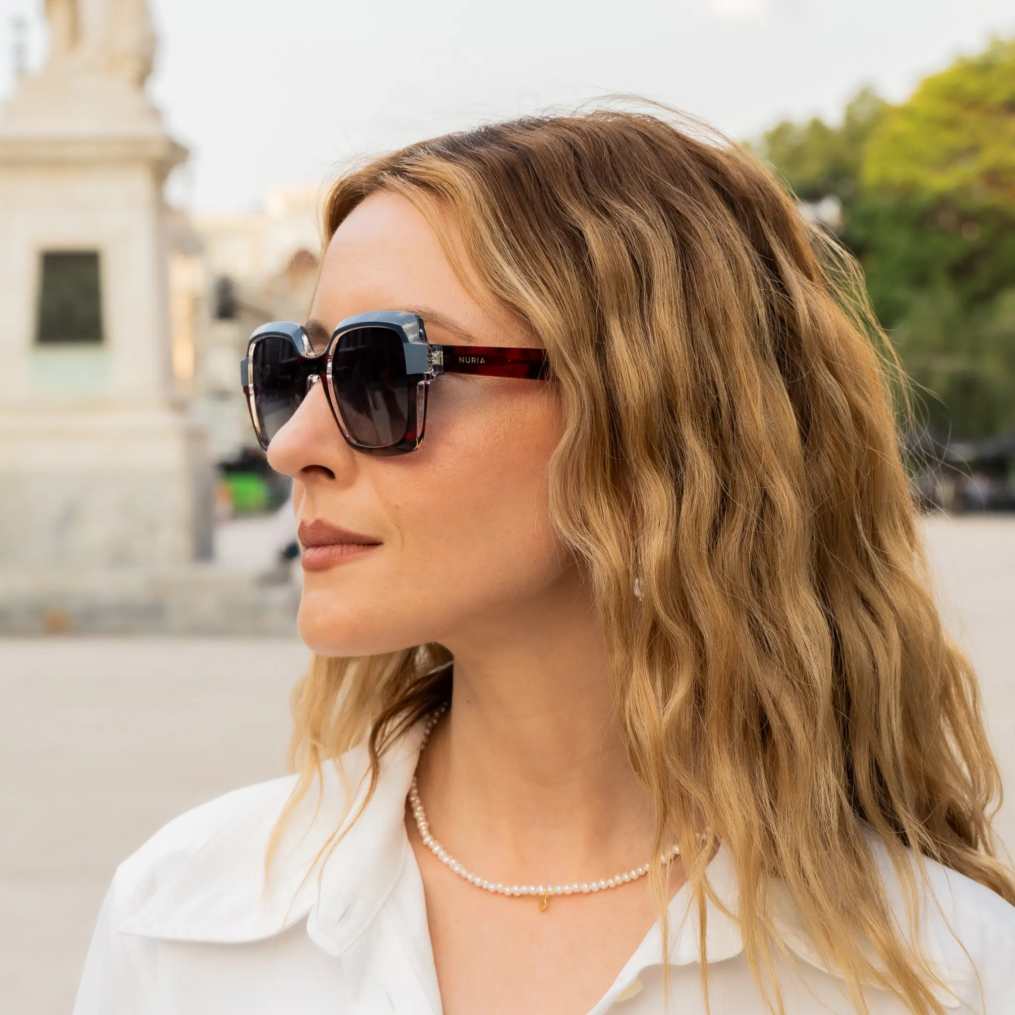 Ochelari de Soare NURIA cu Ramă Pătrată Midnight Aura Ruby Blue Tortoise [5]