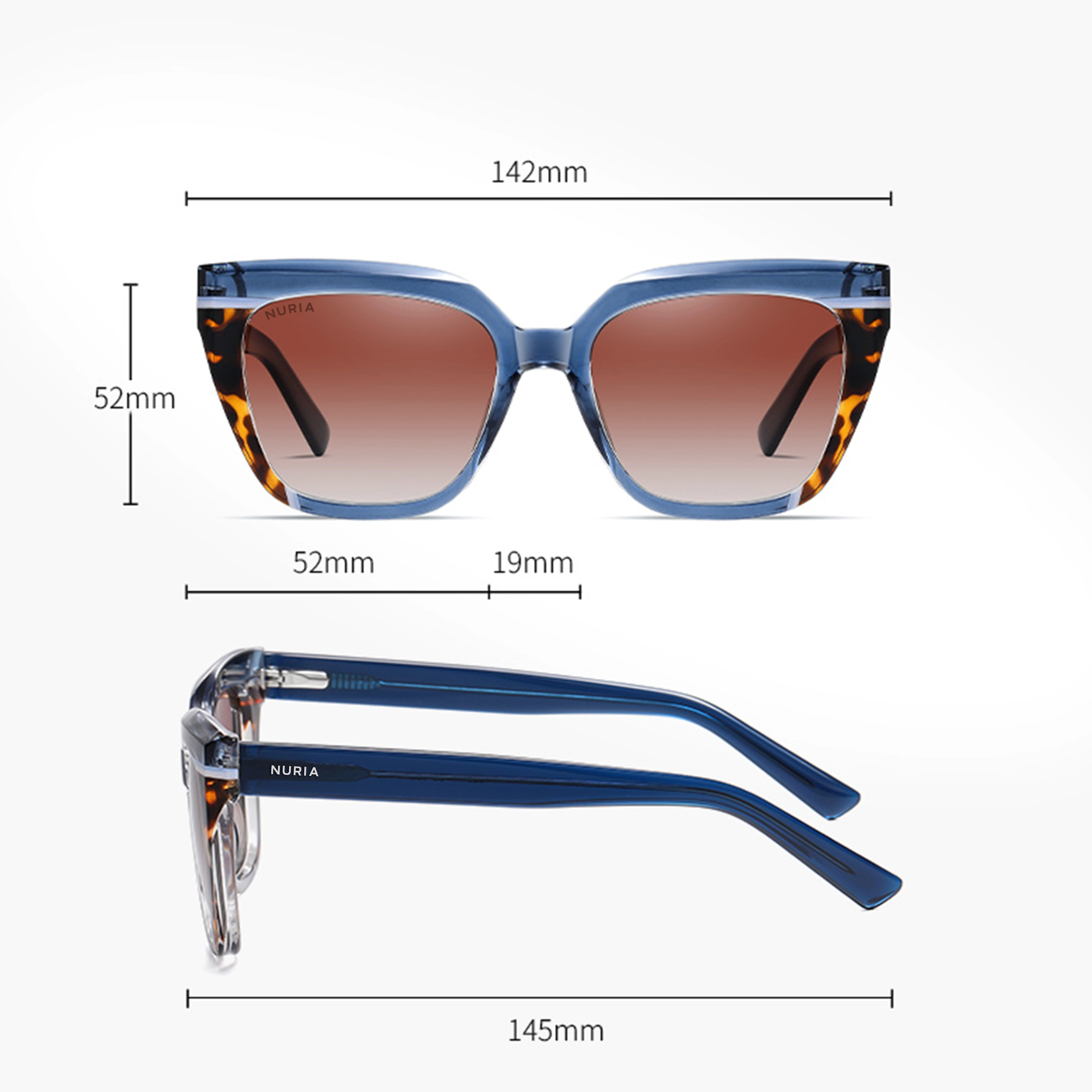 Ochelari de Soare NURIA cu Ramă Pătrată Stellar Edge Blue Tortoise [3]