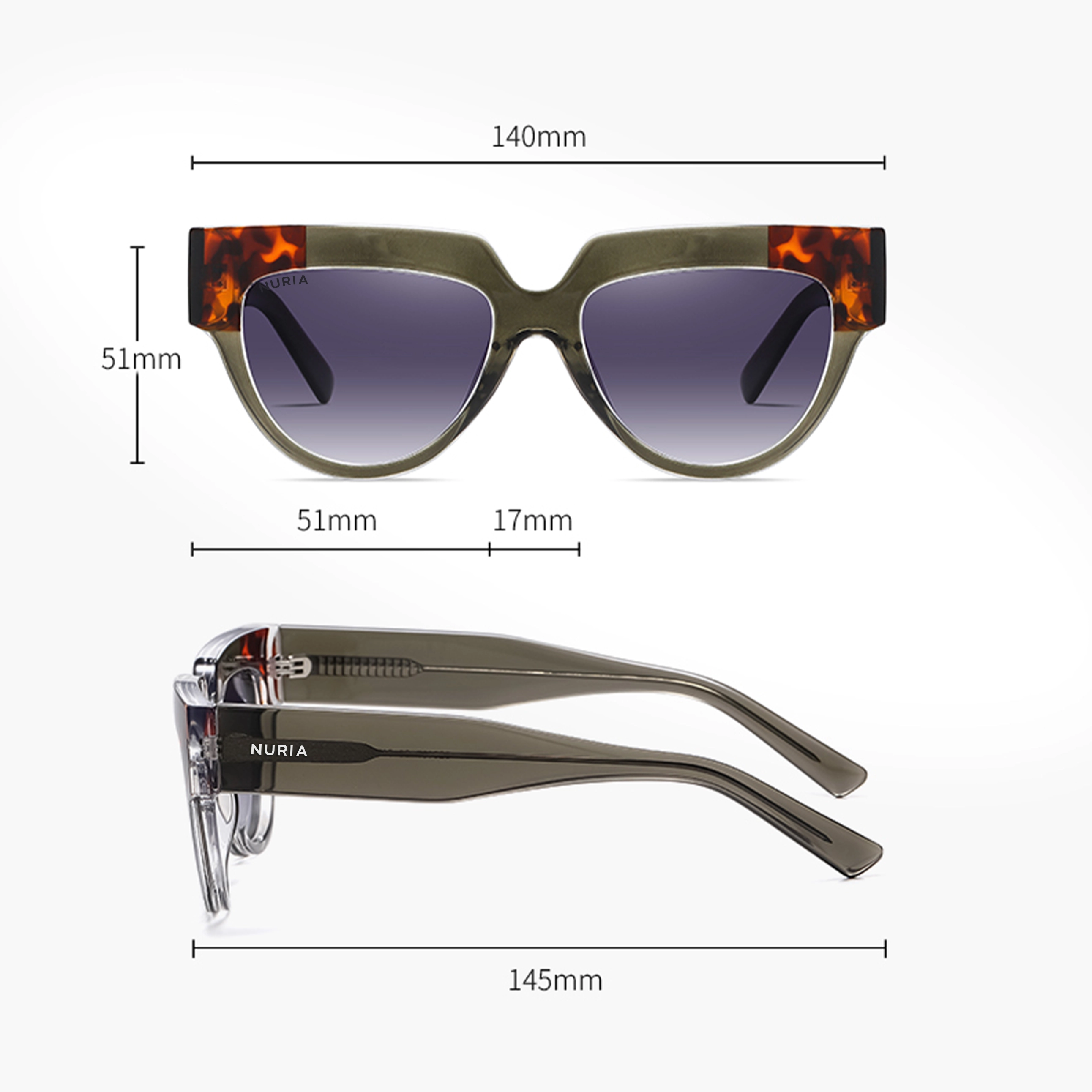 Ochelari de Soare NURIA cu Ramă Pătrată Urban Edge Black [3]