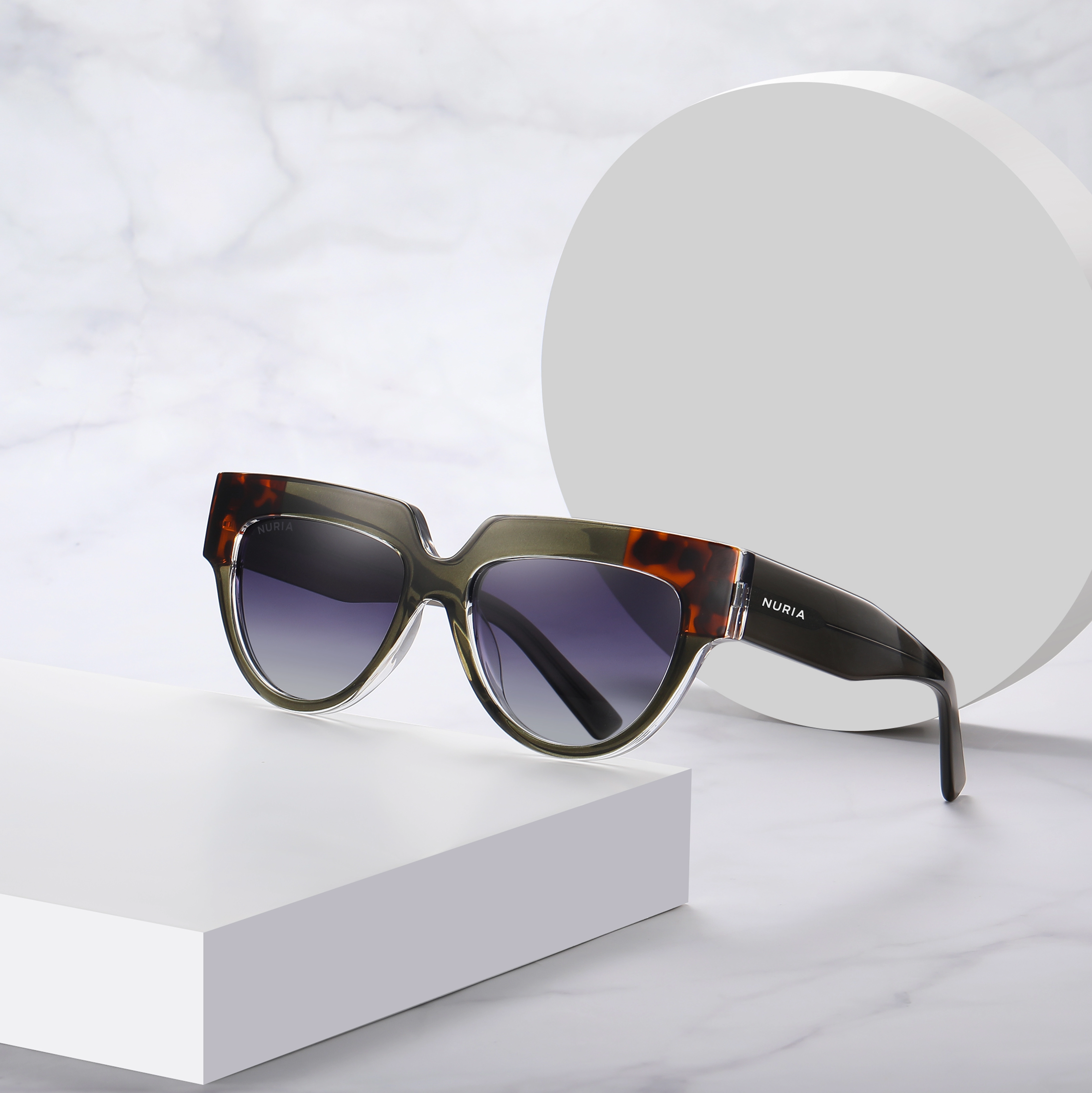 Ochelari de Soare NURIA cu Ramă Pătrată Urban Edge Olive Tortoise [5]