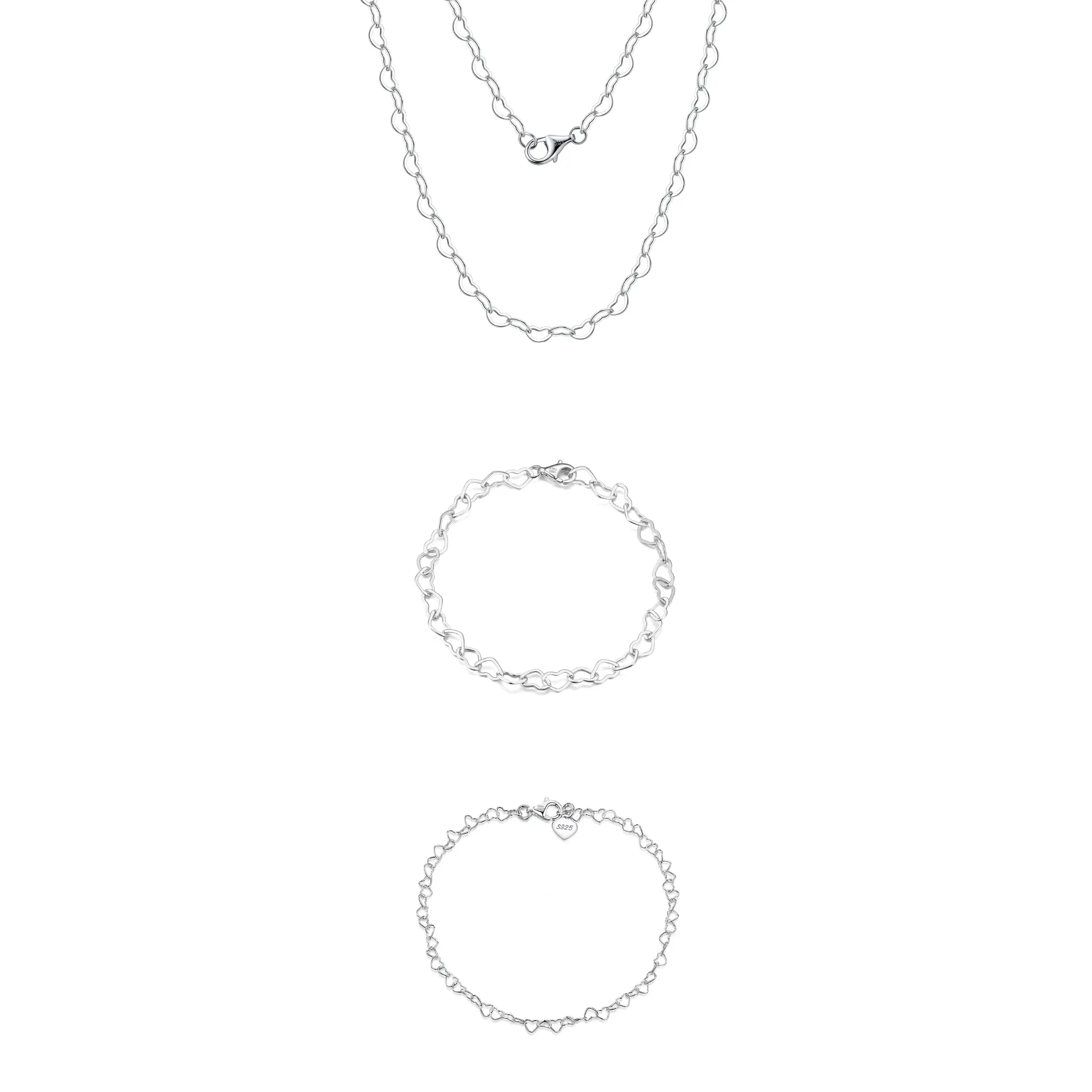 Set Colier, Brățară de Mână și Brățară de Picior Silver Heart [1]