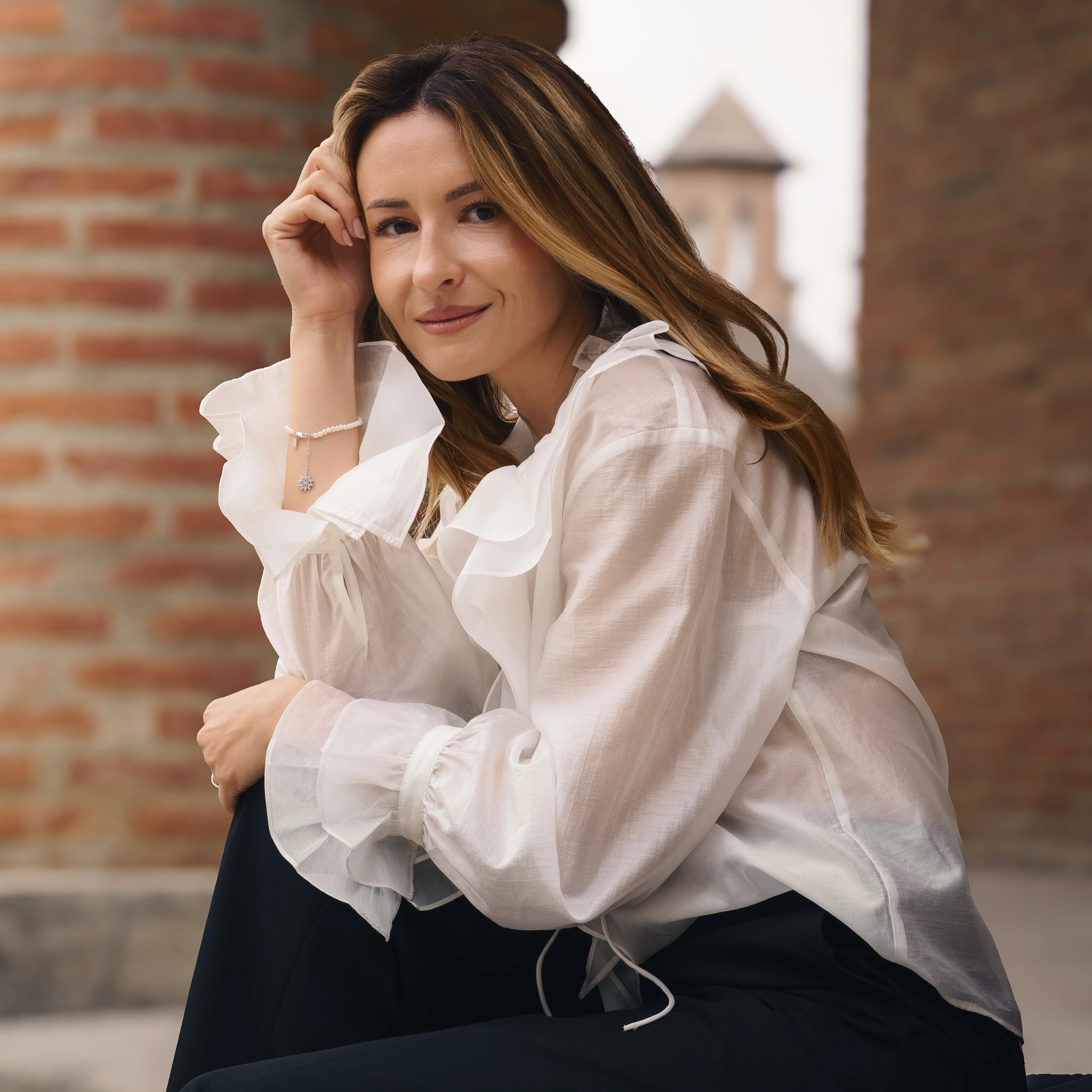 Set Colier, Brățară și Cercei din argint cu perle naturale de cultură mici Soare Argintiu [4]