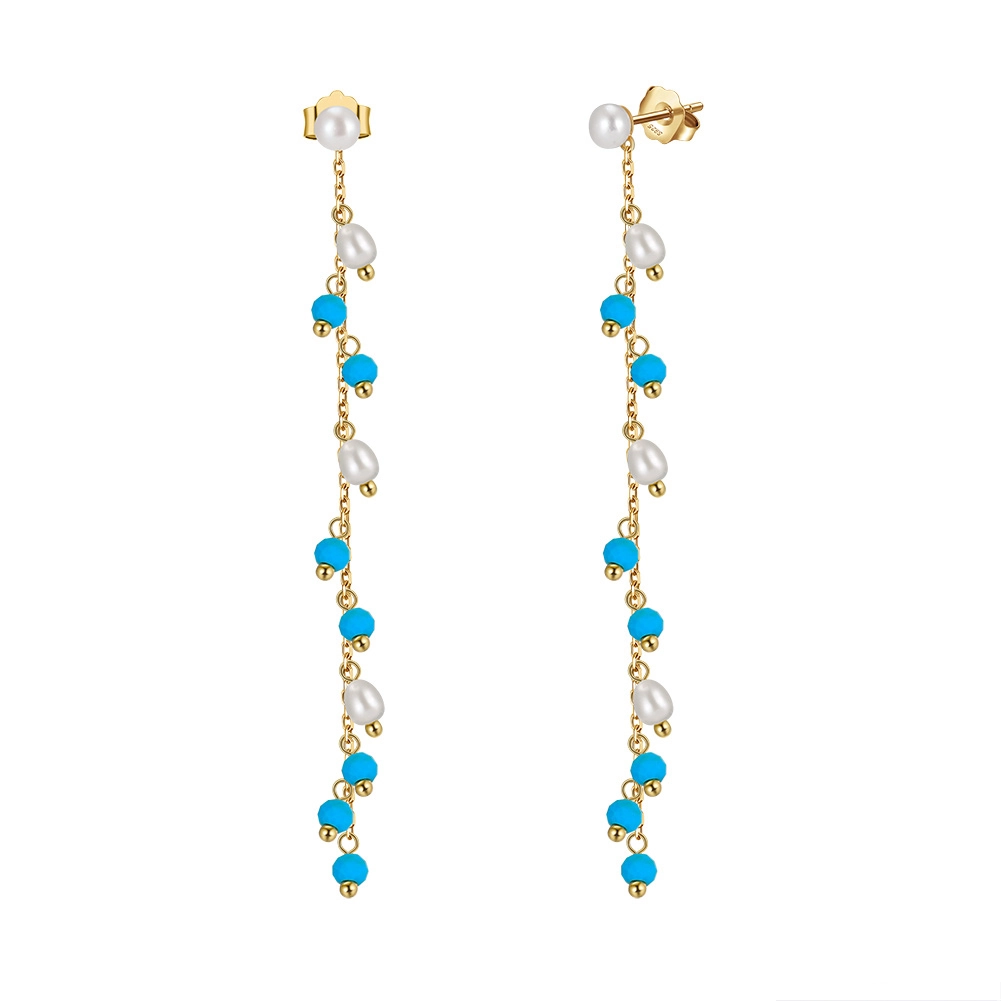 Set Colier, Brățară și Cercei din Argint cu Perle Naturale și Pietre Naturale Turcoaz Turquoise Elegance Boho [4]