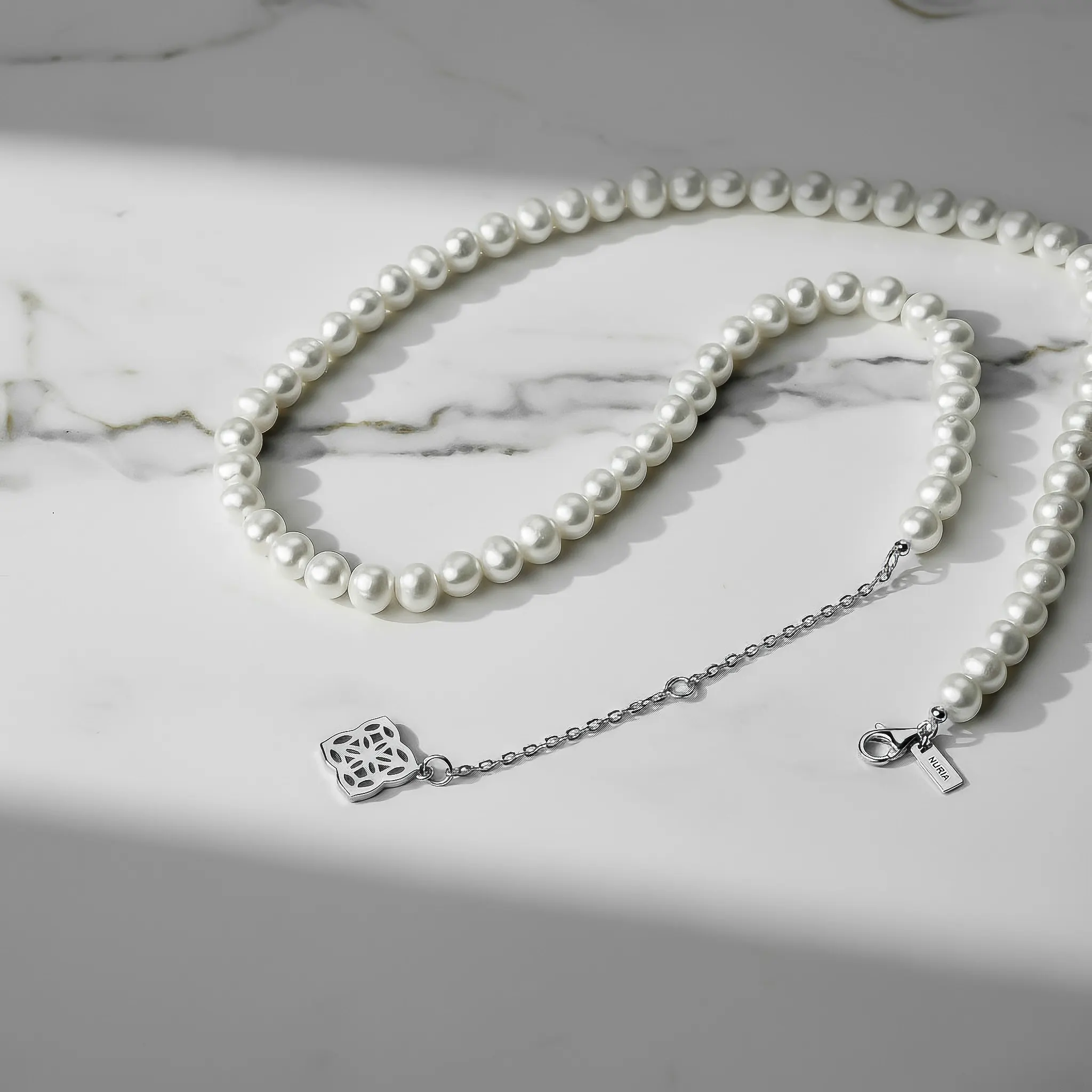 Set Colier și Brățară Argint cu perle naturale de cultură mari Inimă Argintiu [2]