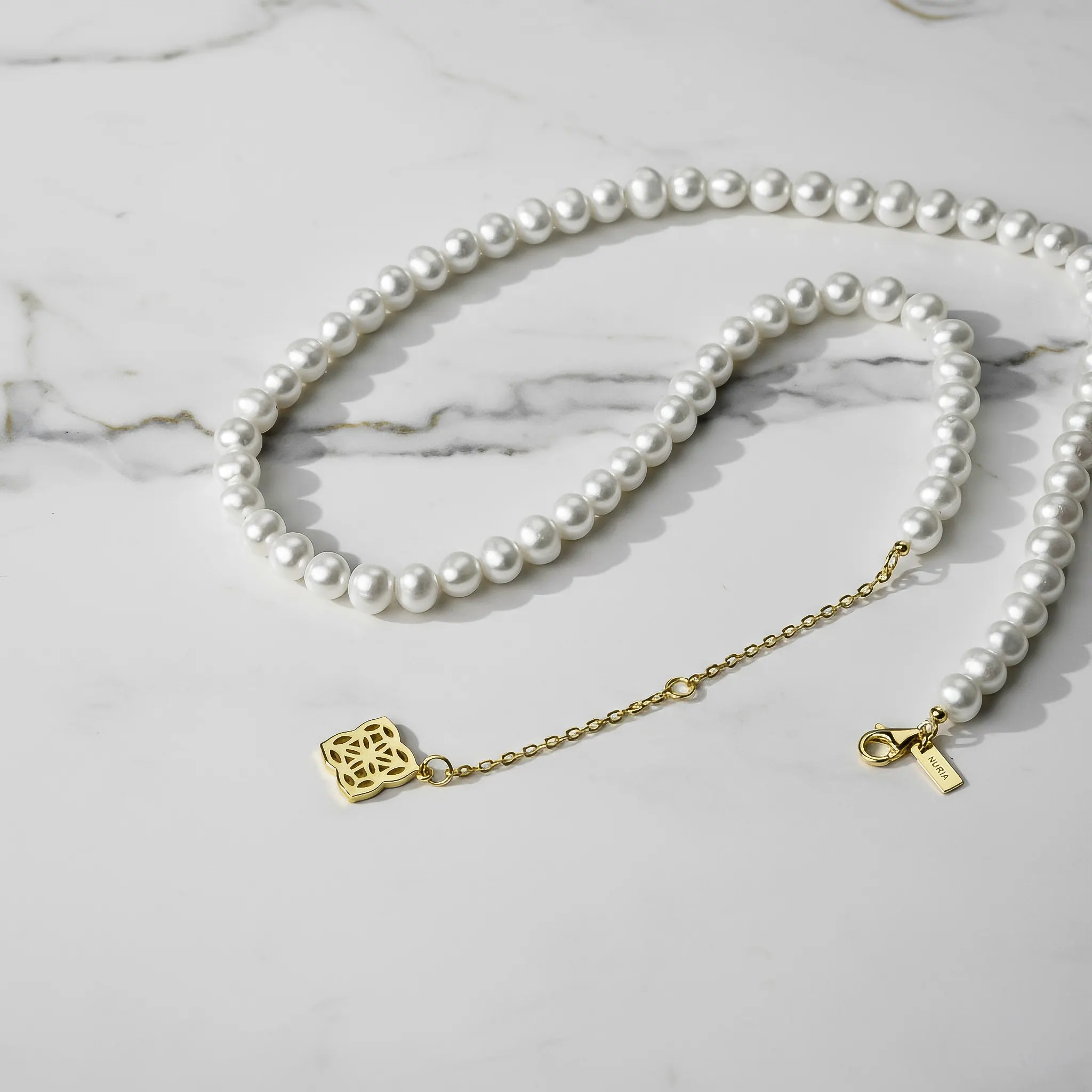 Set Colier și Brățară Argint cu perle naturale de cultură mari Inimă Auriu [2]