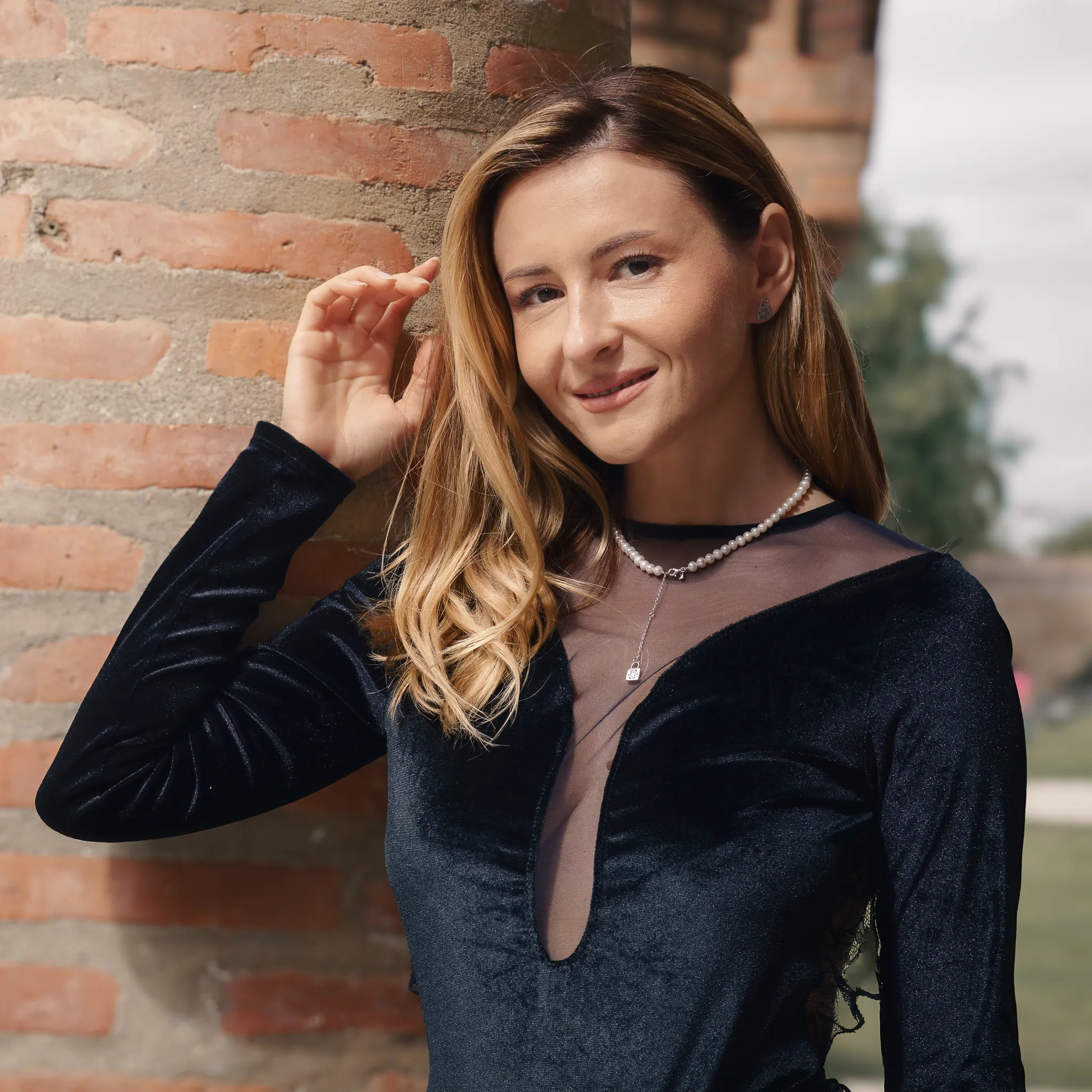 Set Colier și Brățară Argint cu perle naturale de cultură mari Sigiliu Argintiu [3]