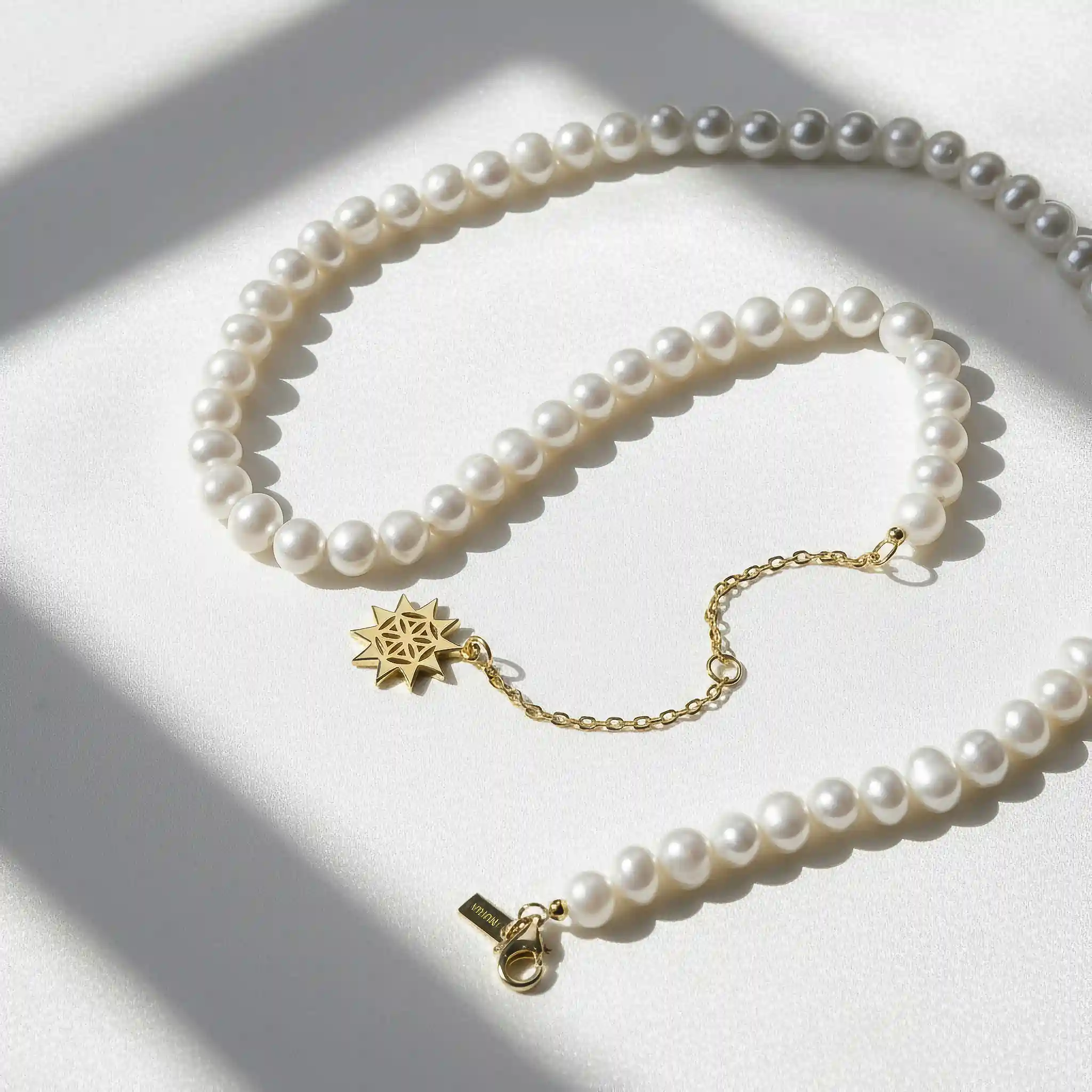 Set Colier și Brățară Argint cu perle naturale de cultură mari Soare Auriu [2]