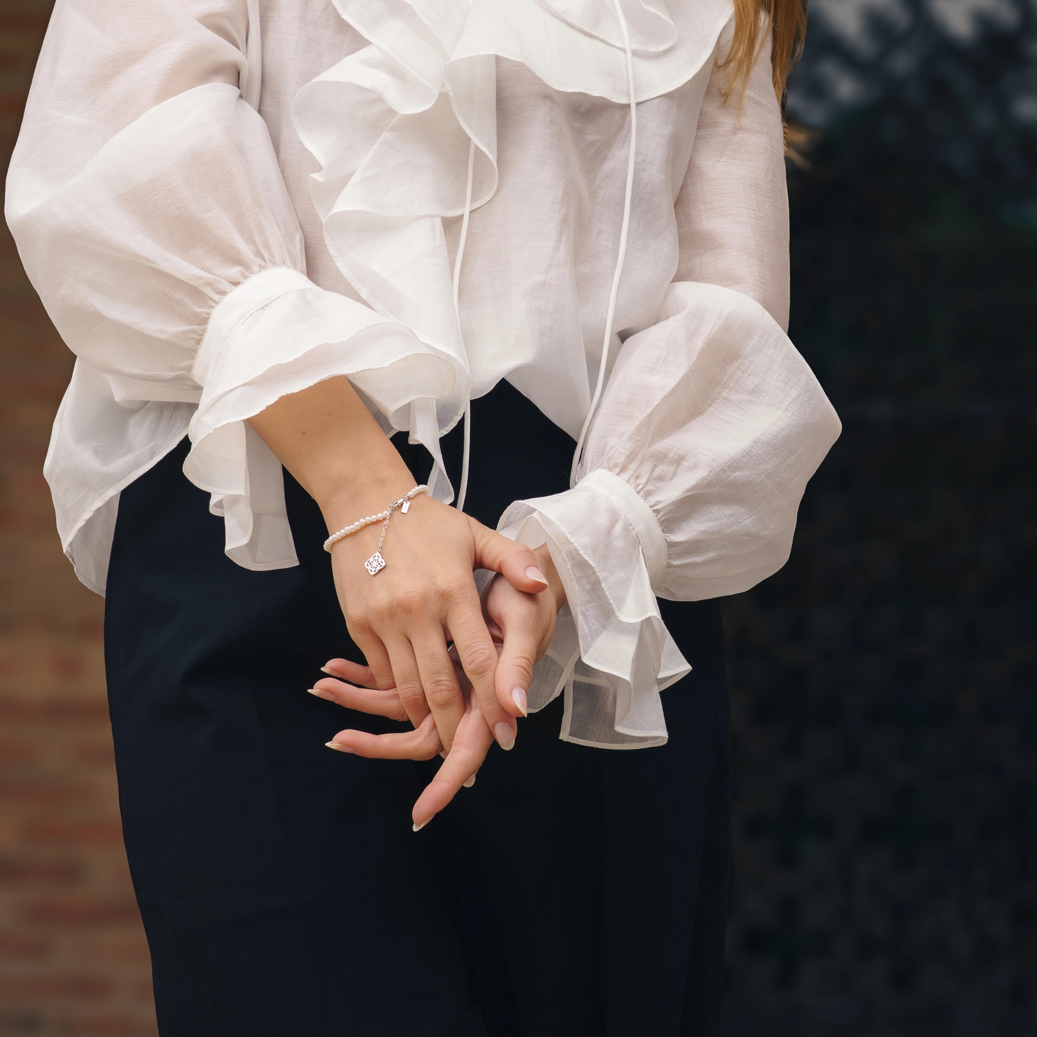 Set Colier și Brățară Argint cu perle naturale de cultură mici Inimă Argintiu [4]