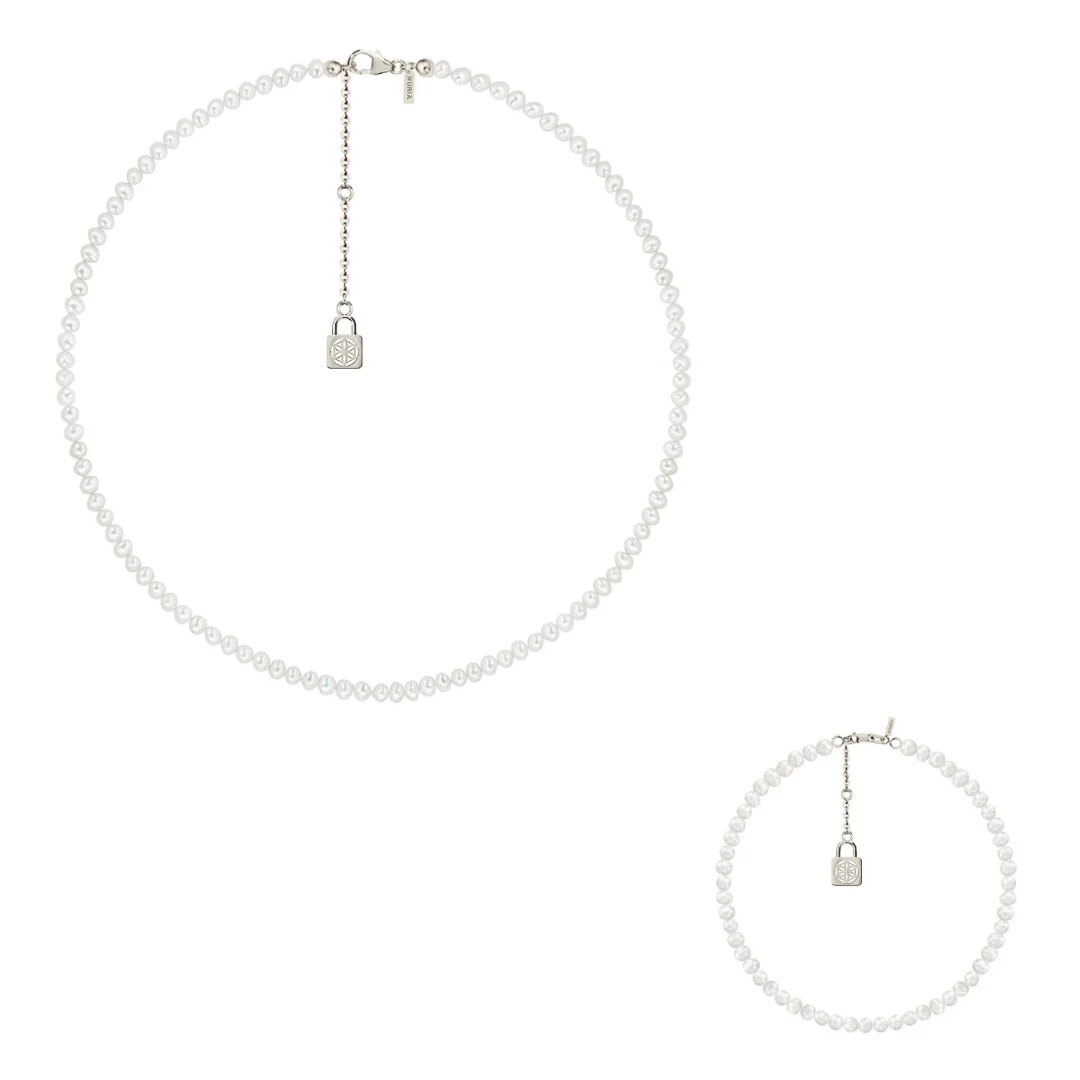 Set Colier și Brățară Argint cu perle naturale de cultură mici Sigiliu Argintiu [1]